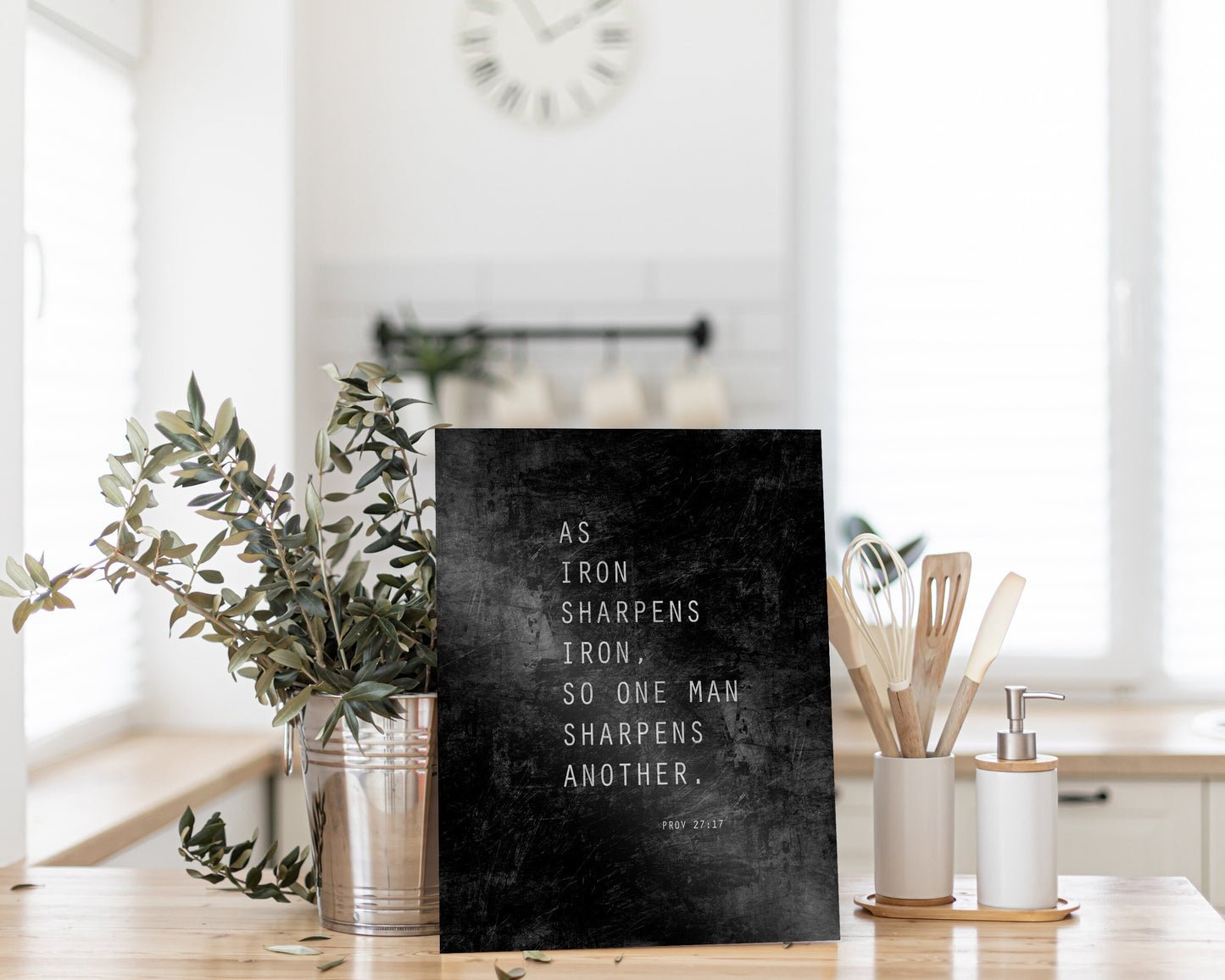 Proverbs 27:17 Sign, Mens Retirement Gift, As Iron Sharpens Iron, Best Man Gift, Scripture Decor, Bible Verse Art, Mens Christian Wall Decor