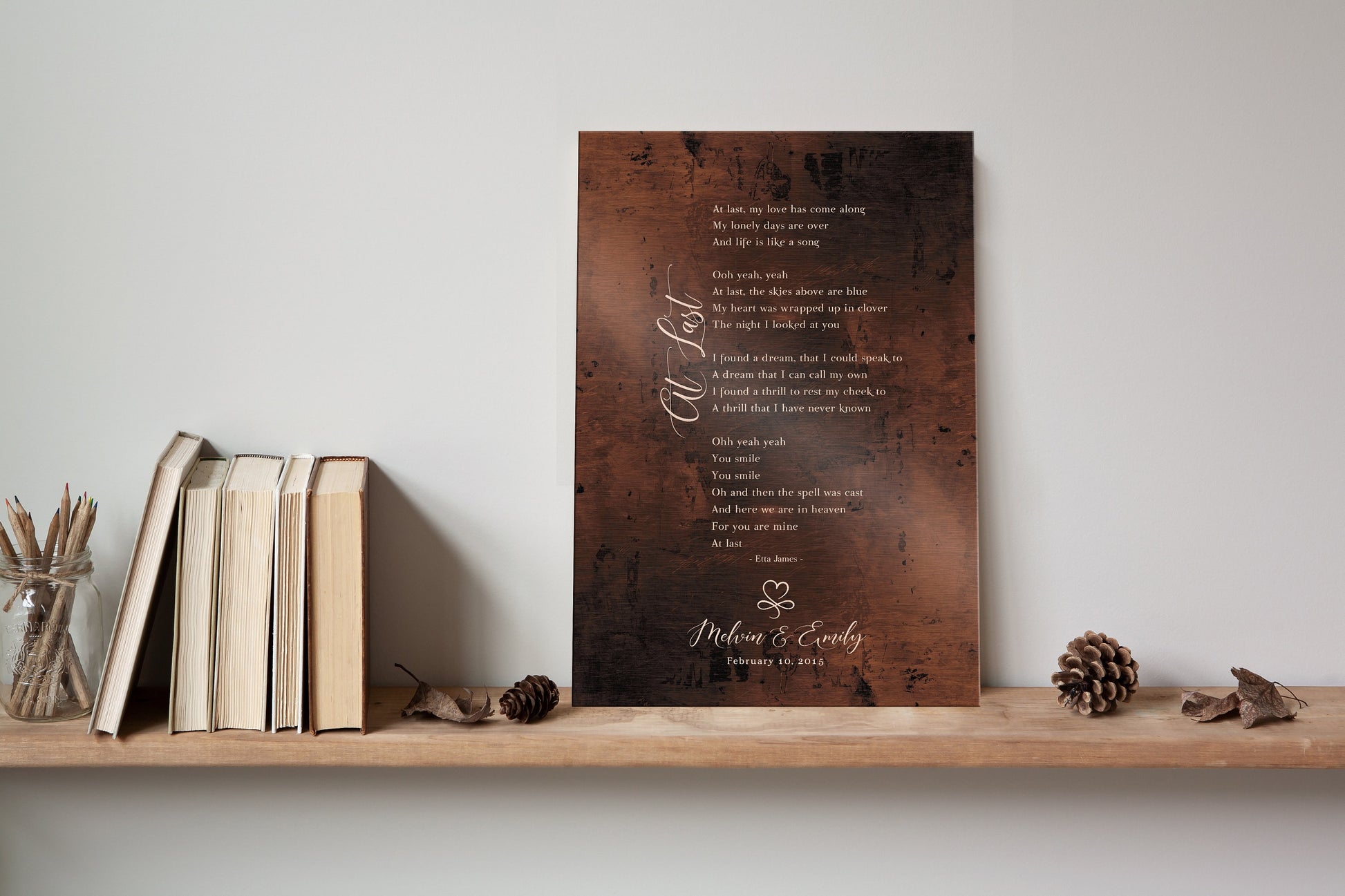 Custom Song Lyric Sign, Wedding Song on Bronze, Bronze Anniversary Gift for wife, Mens Bronze anniversary gift, Our Song on Bronze, men gift