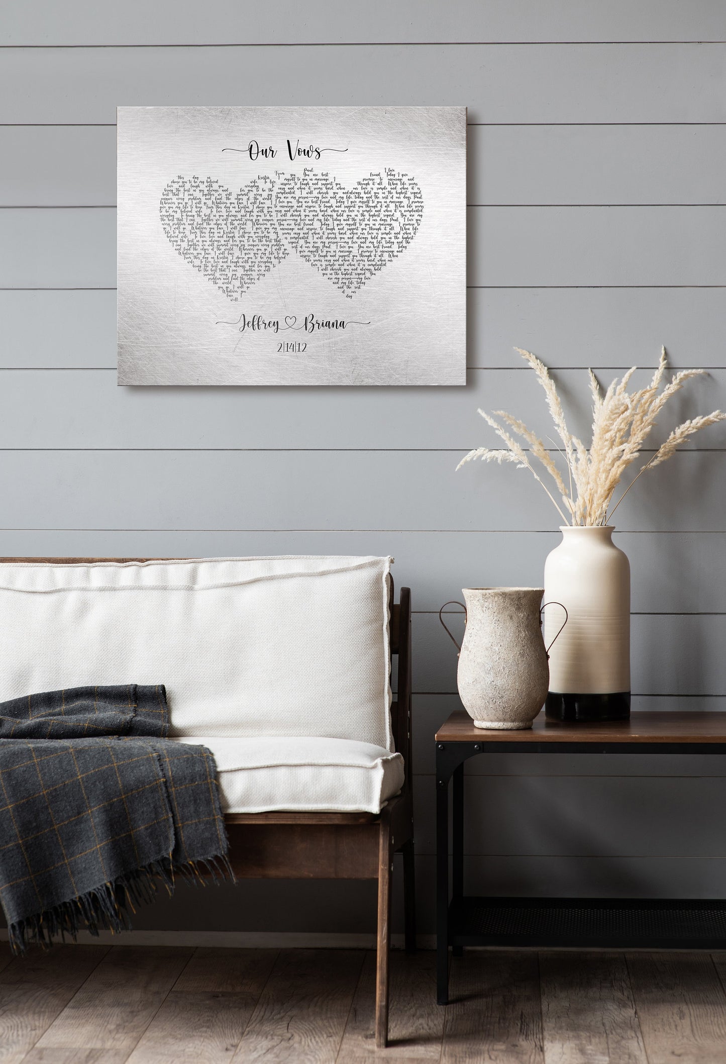 Heart Wedding Vow Art, Inscribed Wedding vows on tin, Romantic gift, Tin Anniversary Gift, 10th anniversary gift for Wife, Wedding Vow print