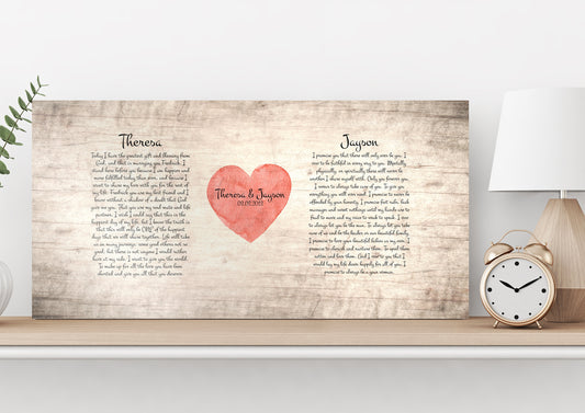 Our Vows on Wood Sign, Wedding Vow gift, Wooden Anniverary Gift, Print vows, 5th Anniversary Gift, 5 Year Gift, Personalized Wood Gift