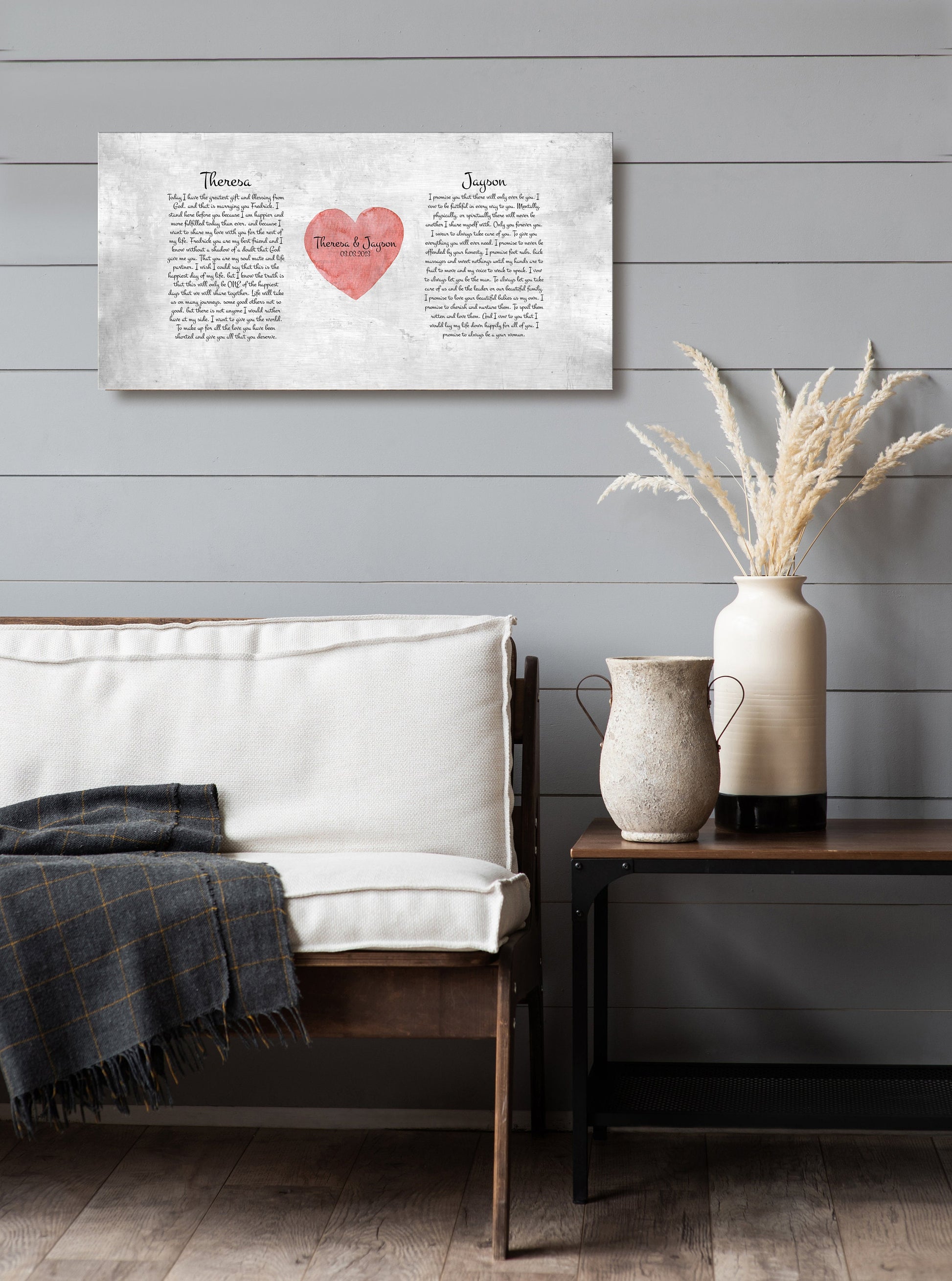 Perfectly Imperfect Wedding Vow Art, Custom tin wedding vow gift, Tin Anniversary Plaque, Personalized wedding vow print, Tin gift for her