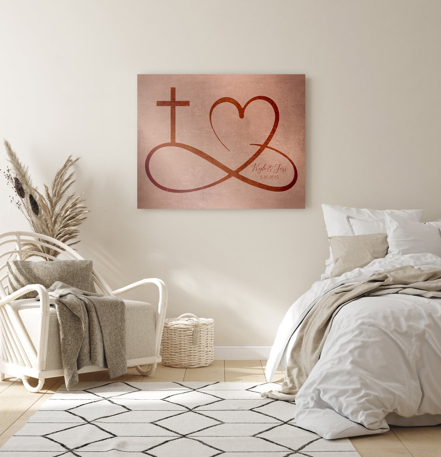 Personalized love infinity cross wall decor, Custom est. sign, Iron gift for wife, Couple sign, His and Her wall art, Couples gift with name