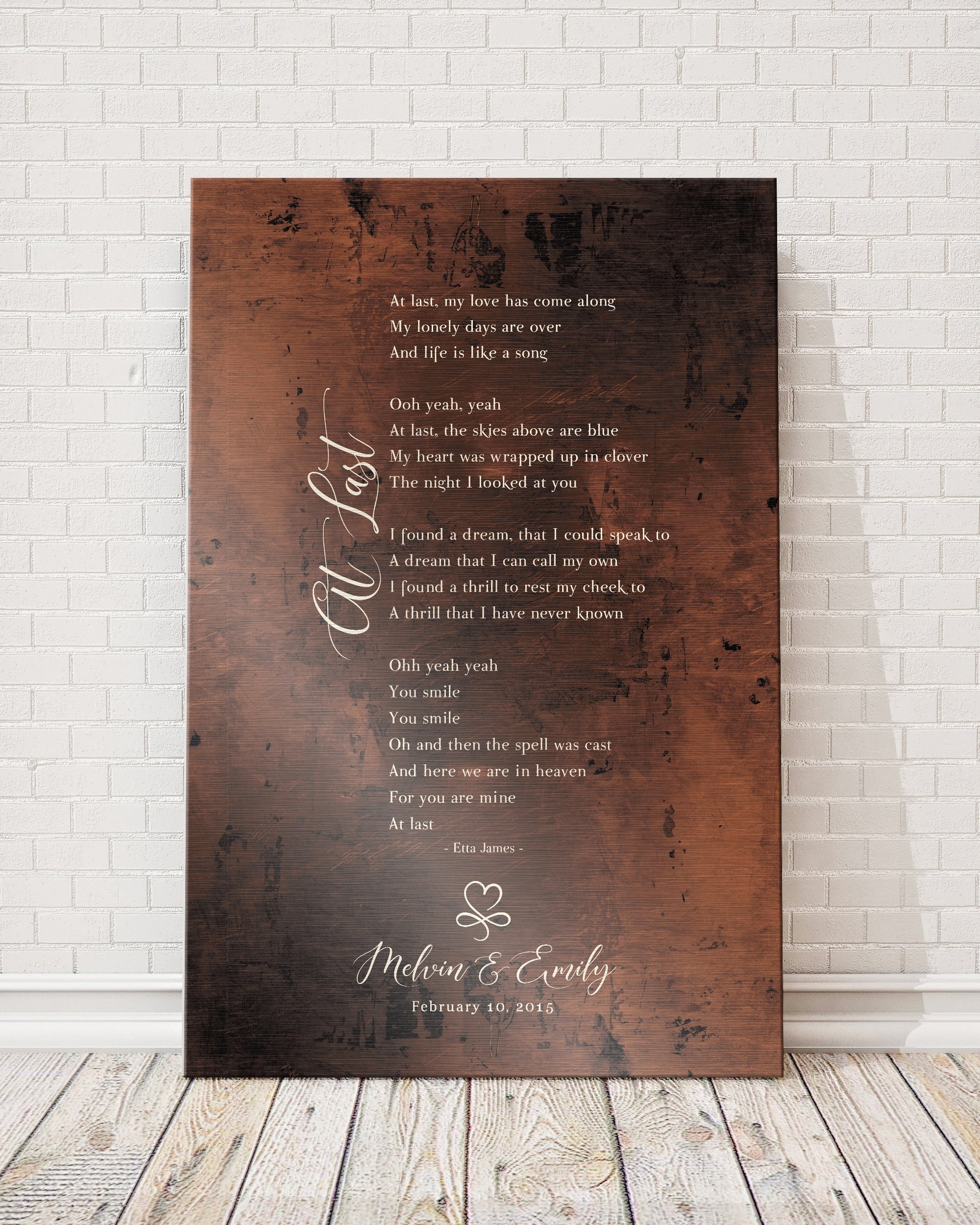Custom Song Lyric Sign, Wedding Song on Bronze, Bronze Anniversary Gift for wife, Mens Bronze anniversary gift, Our Song on Bronze, men gift