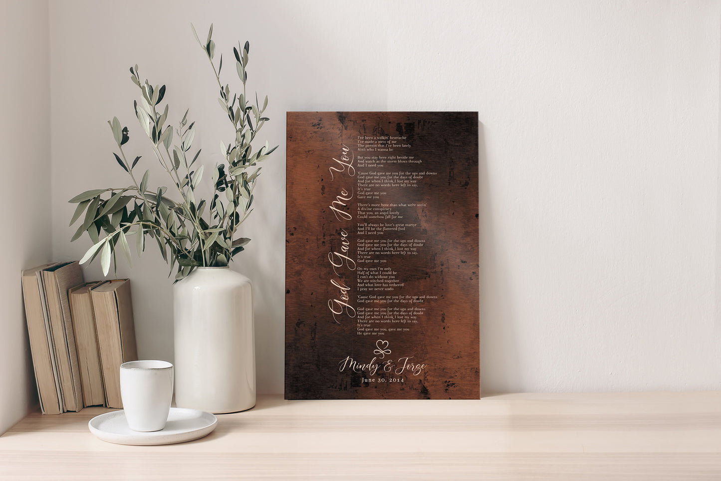 Custom Song Lyric Sign, Wedding Song on Bronze, Bronze Anniversary Gift for wife, Mens Bronze anniversary gift, Our Song on Bronze, men gift