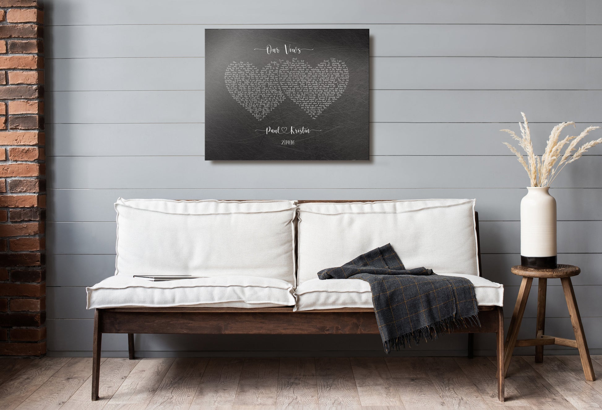 Heart Wedding Vow Art, Inscribed Wedding vows on tin, Romantic gift, Tin Anniversary Gift, 10th anniversary gift for Wife, Wedding Vow print