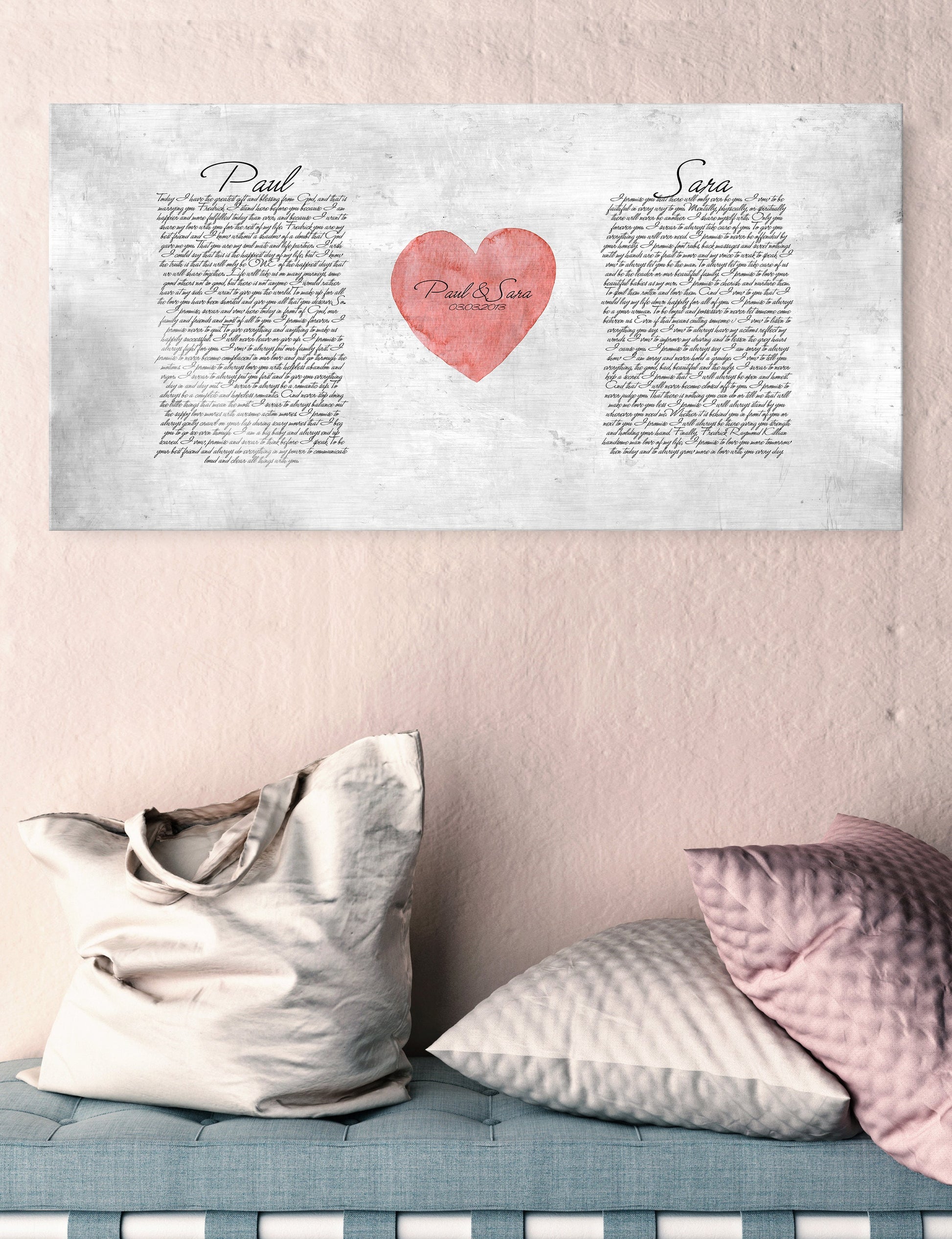 Perfectly Imperfect Wedding Vow Art, Custom tin wedding vow gift, Tin Anniversary Plaque, Personalized wedding vow print, Tin gift for her