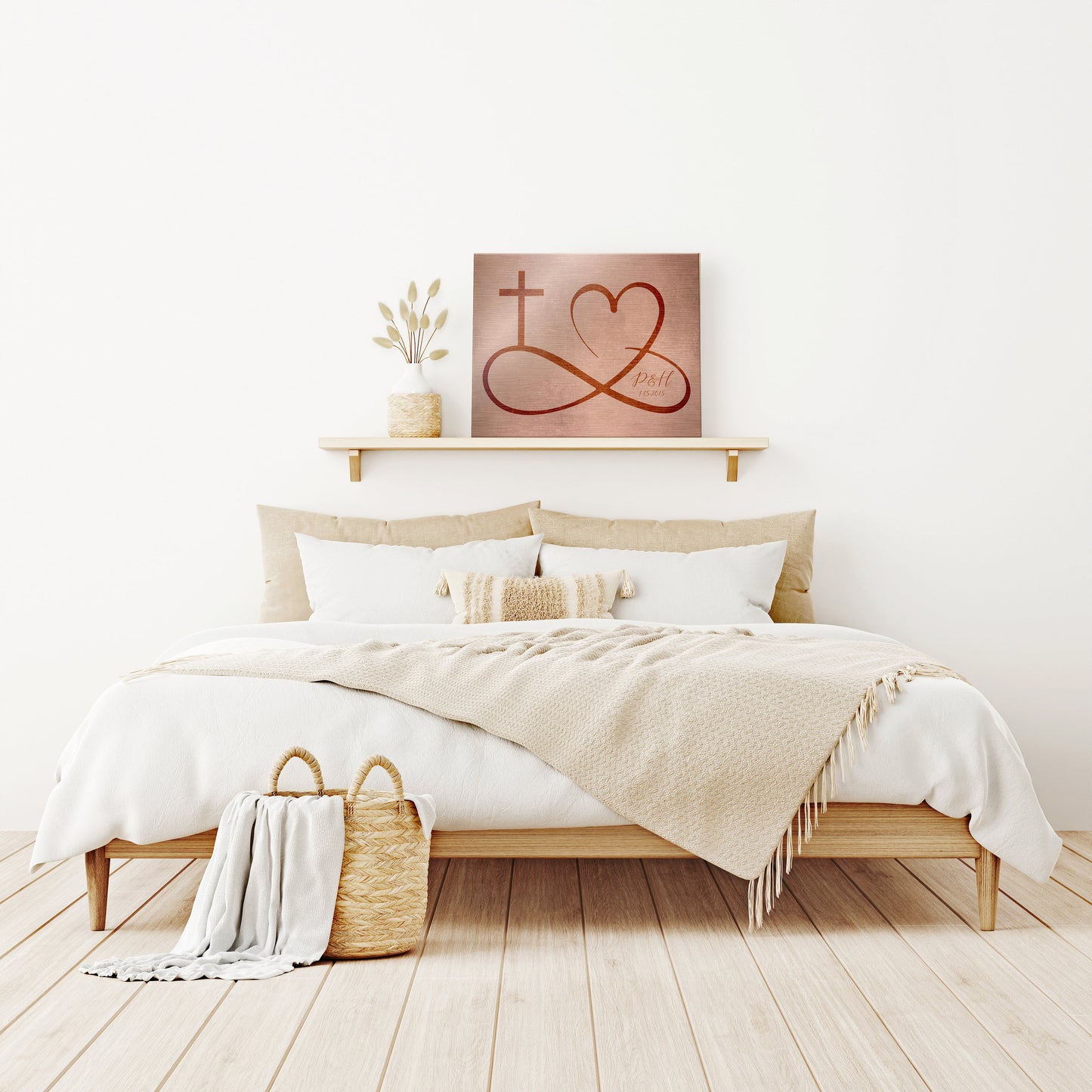 Personalized love infinity cross wall decor, Custom est. sign, Iron gift for wife, Couple sign, His and Her wall art, Couples gift with name