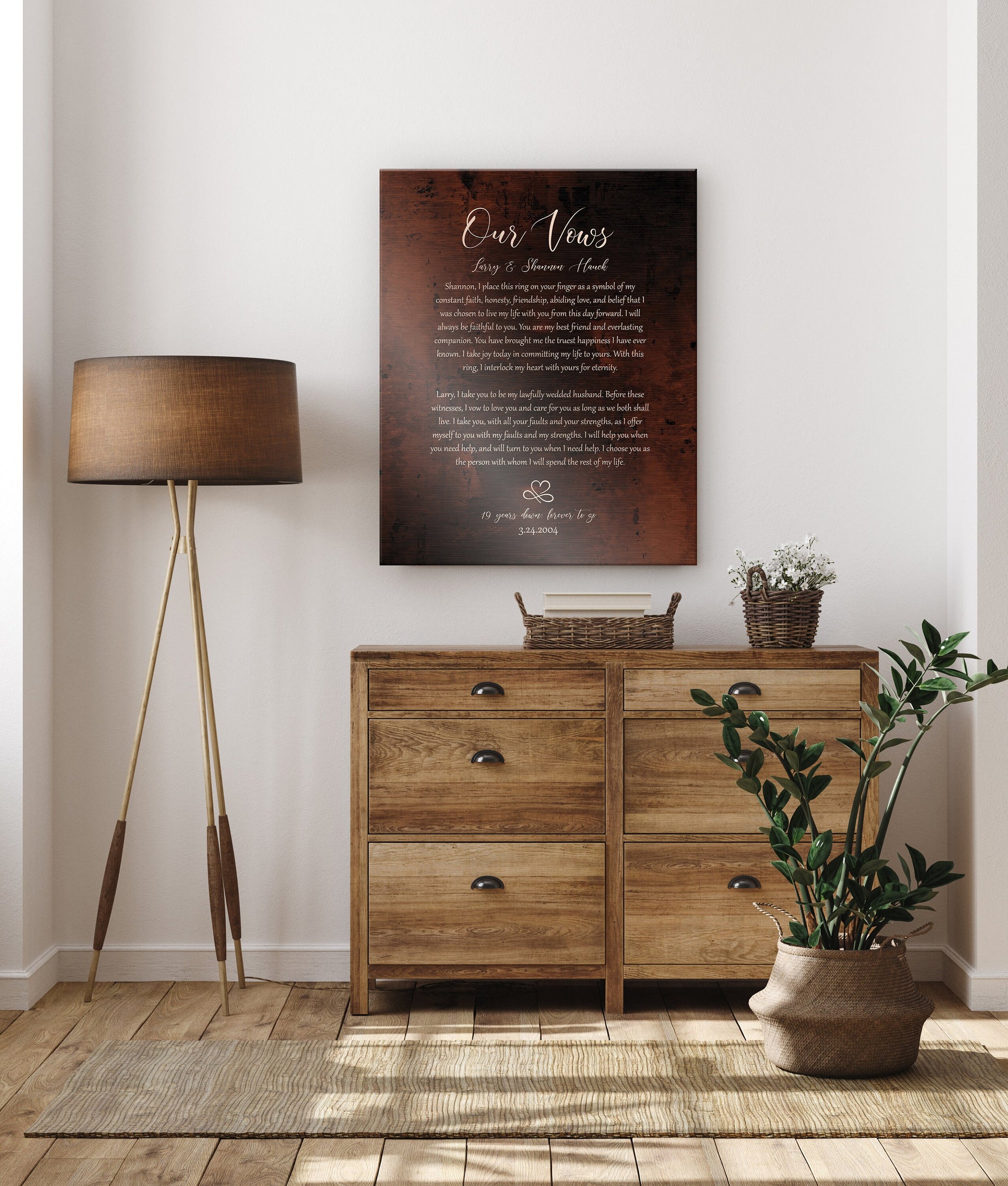 Our Wedding Vows on Bronze, Custom Wedding Vow Art, Bronze Gift, Bronze Gift for her, Men Bronze Gift, Anniversary Gift for him, Vows Print