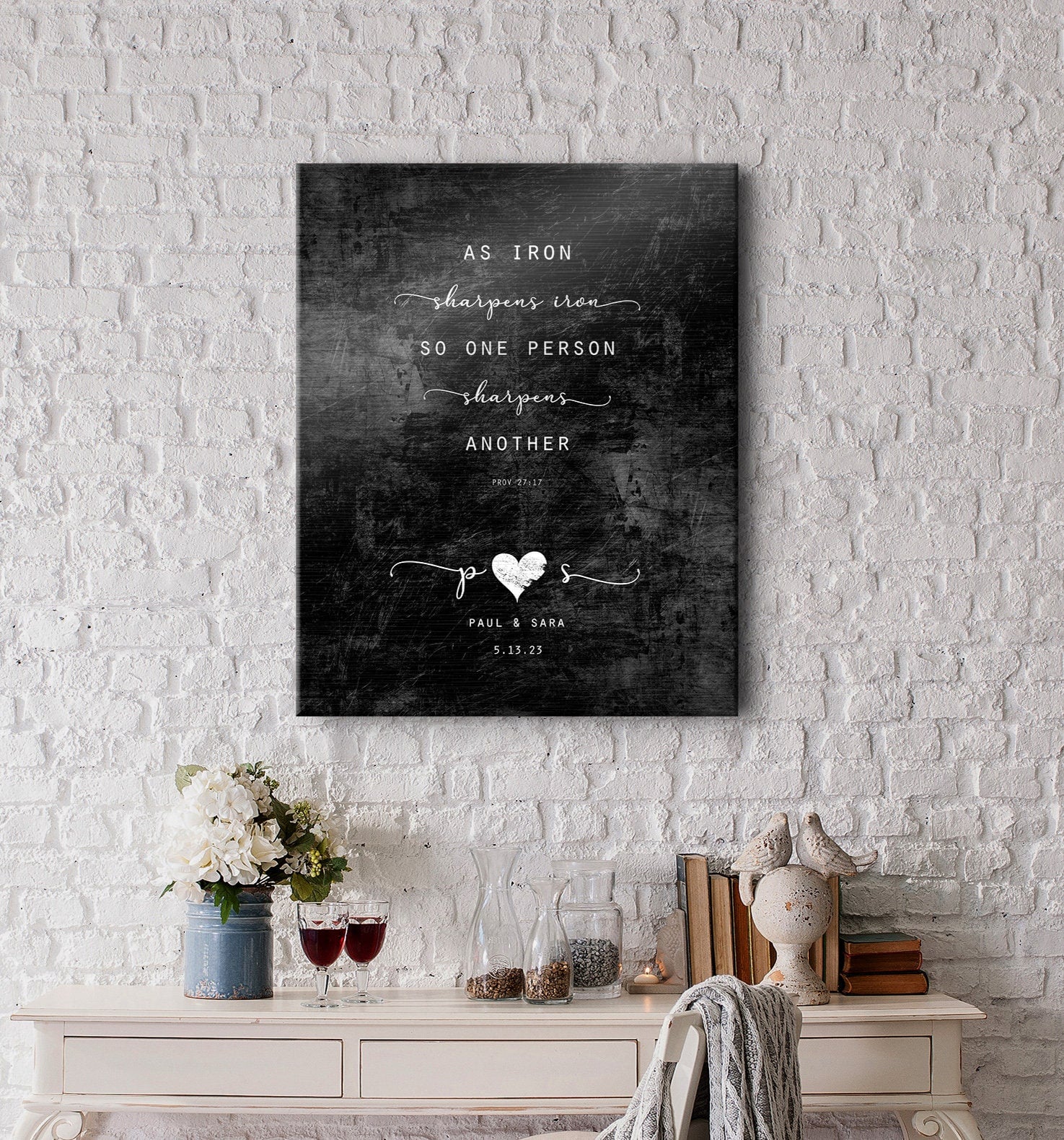 Iron Sharpens Iron: 6th Anniversary Gift for Men, couples plaque, 6 Year Gift for Wife, Personalized Gift, 6 year gift, iron scripture gift