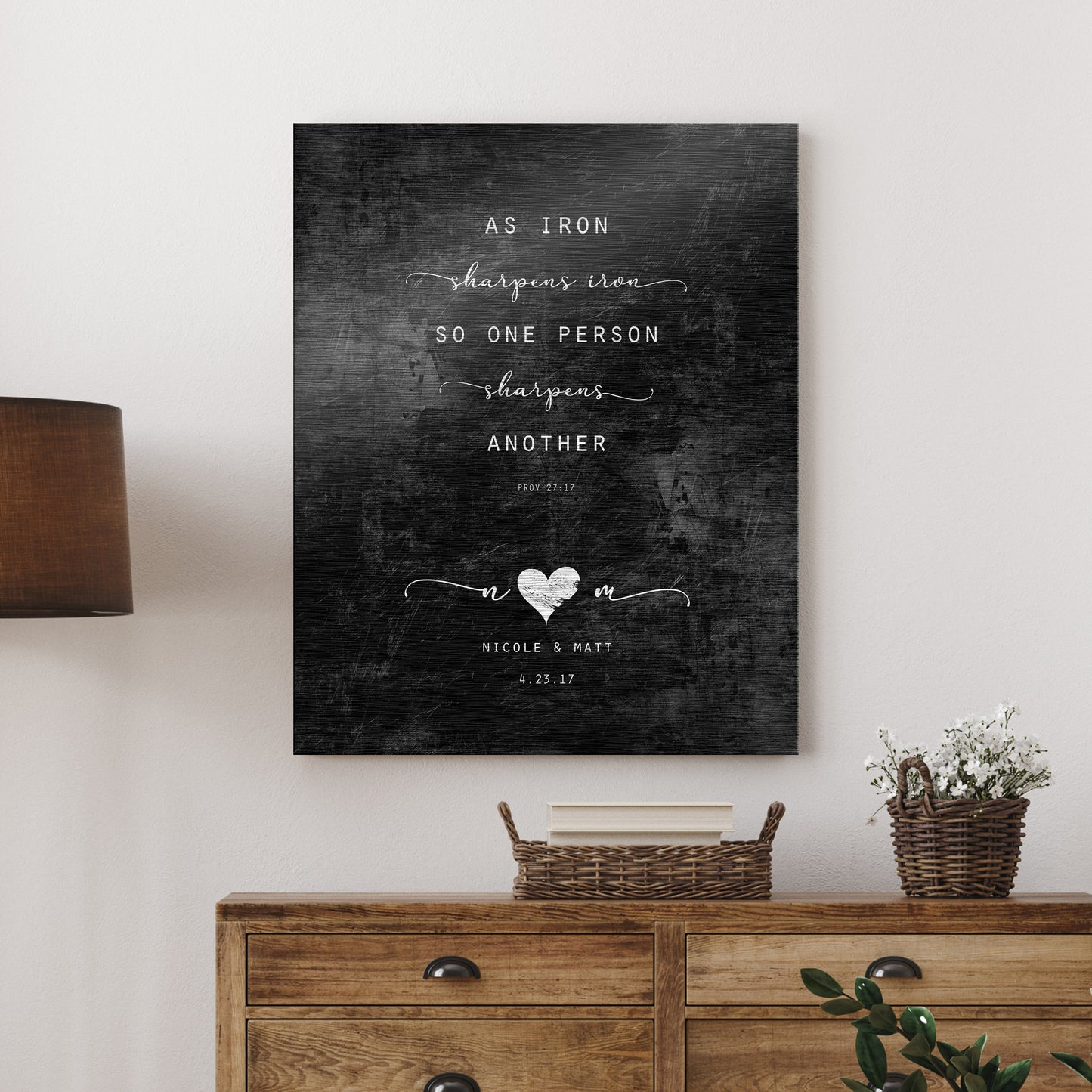 Iron Sharpens Iron: 6th Anniversary Gift for Men, couples plaque, 6 Year Gift for Wife, Personalized Gift, 6 year gift, iron scripture gift