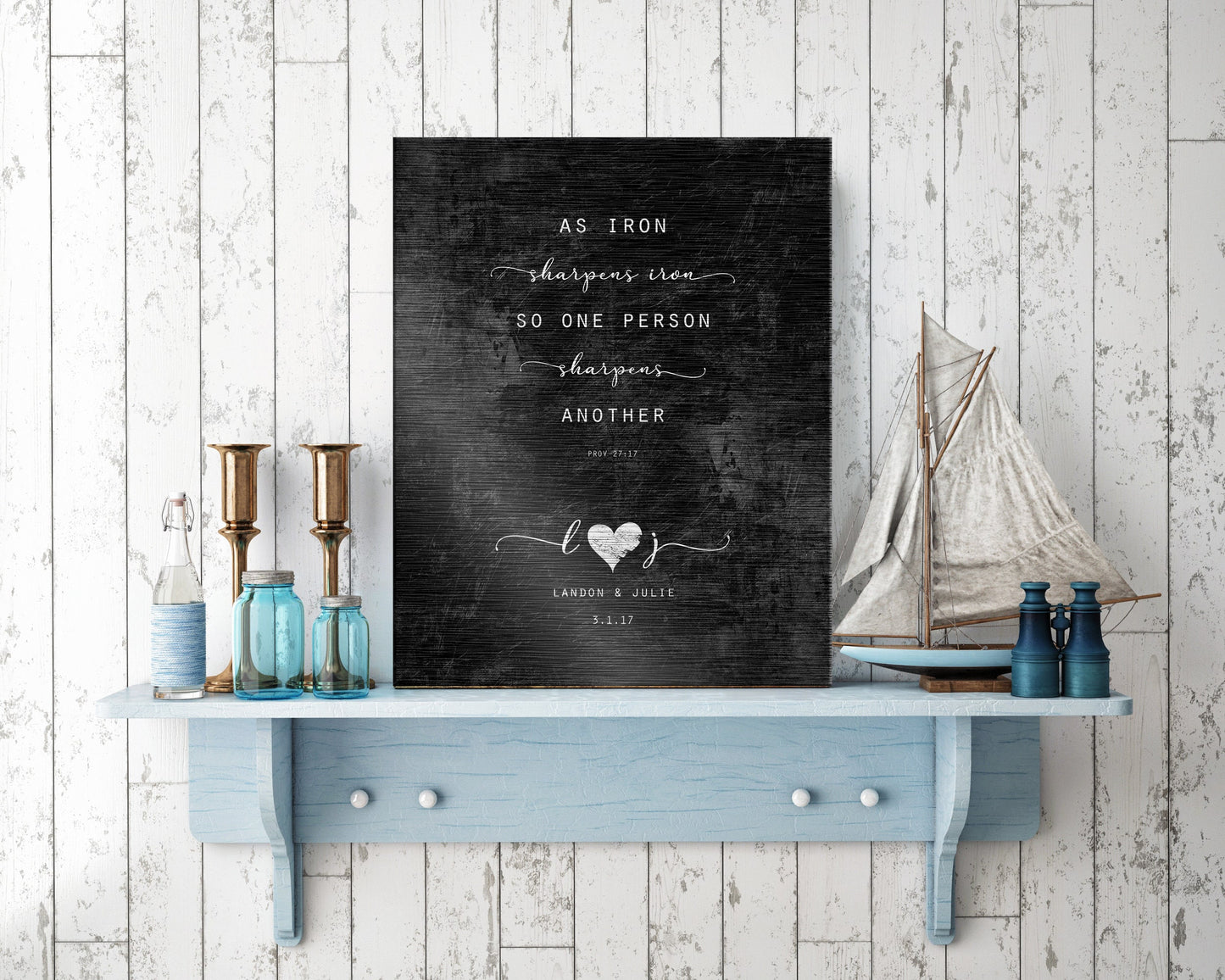 Iron Sharpens Iron: 6th Anniversary Gift for Men, couples plaque, 6 Year Gift for Wife, Personalized Gift, 6 year gift, iron scripture gift