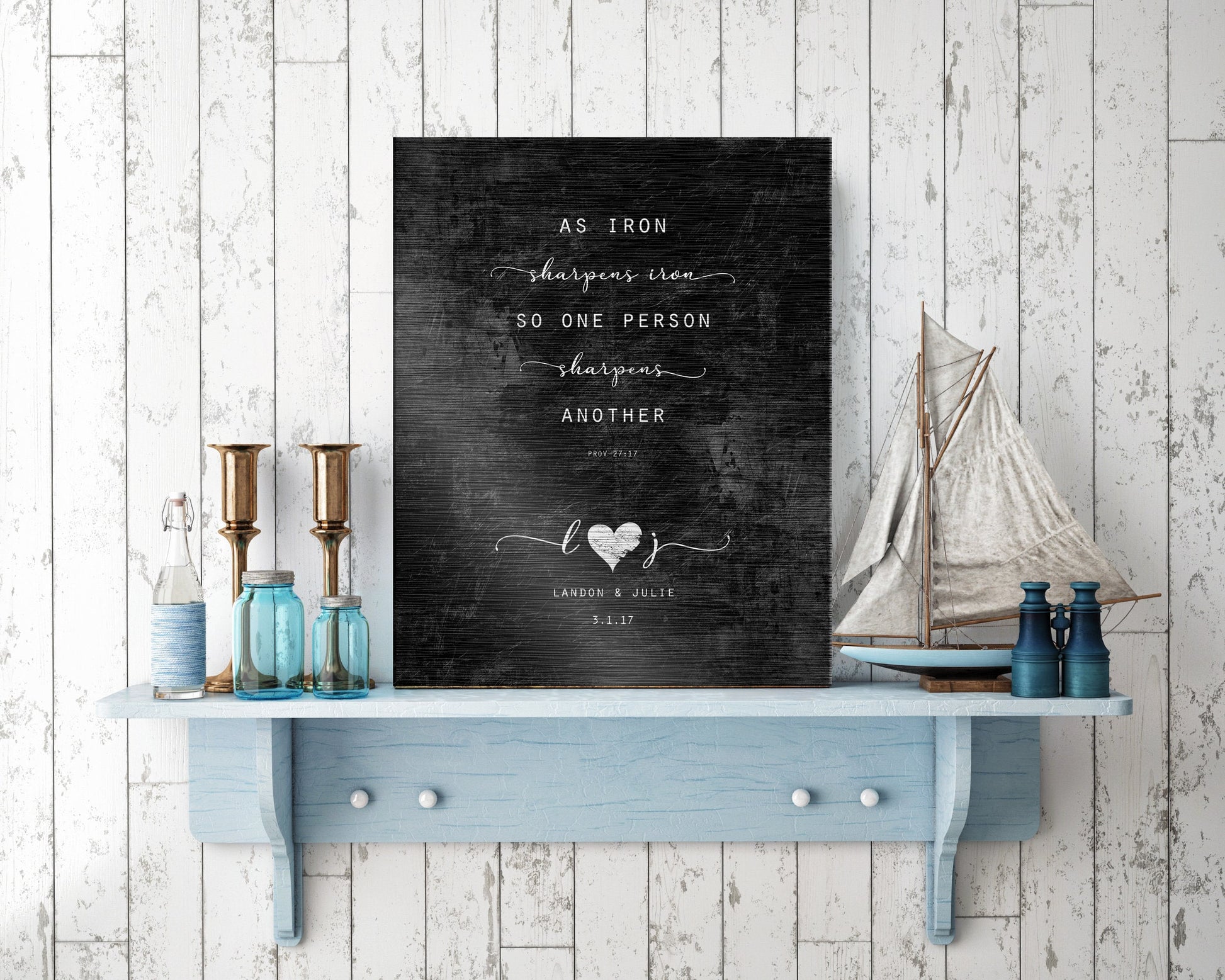 Iron Sharpens Iron: 6th Anniversary Gift for Men, couples plaque, 6 Year Gift for Wife, Personalized Gift, 6 year gift, iron scripture gift