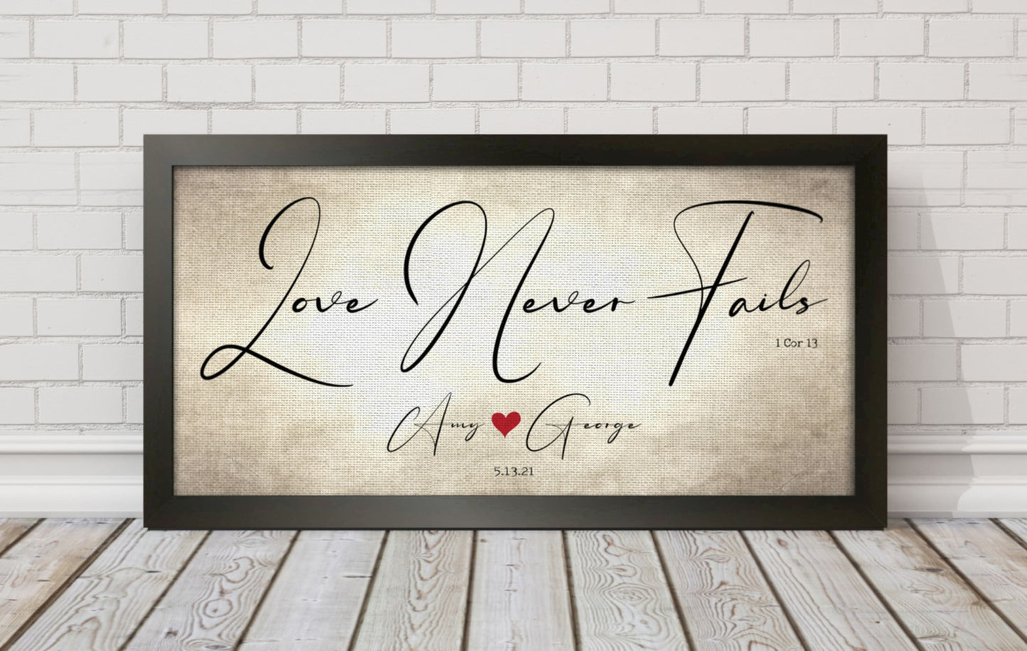 1 Cor 13 Canvas, Anniversary Gift, Love Never Fails, 2 Year Gift, Cotton Canvas, Scripture about Love, Present for Wife, Love is Patient