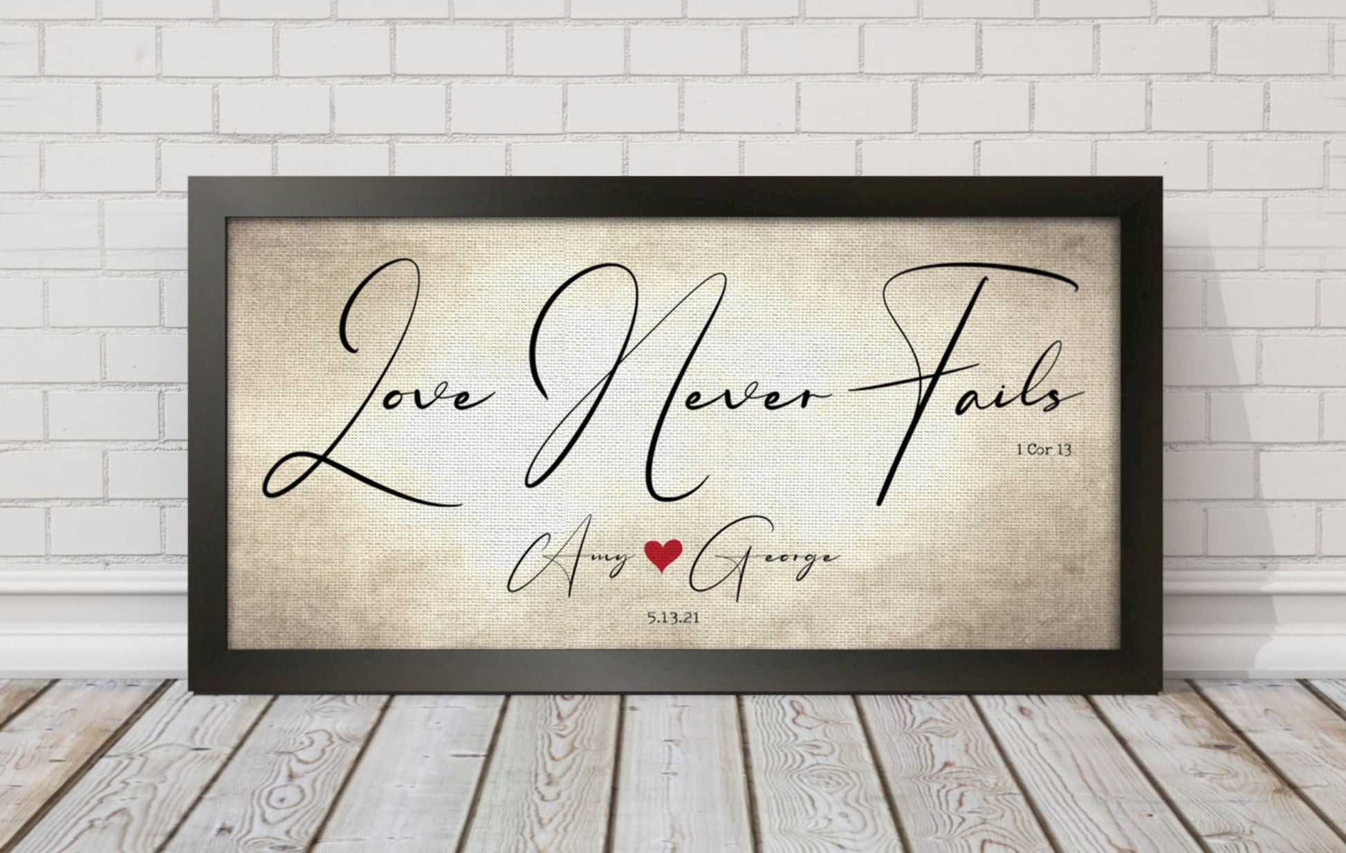 1 Cor 13 Canvas, Anniversary Gift, Love Never Fails, 2 Year Gift, Cotton Canvas, Scripture about Love, Present for Wife, Love is Patient