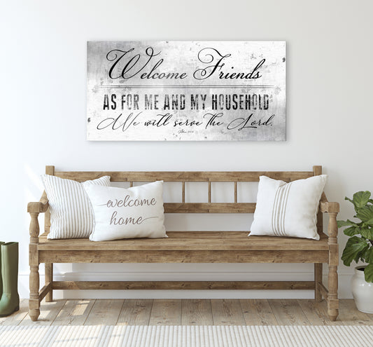 Christian Welcome Sign, Family Sign, Josh 24:15, Wall decor, Bible Verse Decor, Wall hanging with Scripture, Rustic Farmhouse, Wedding Gift