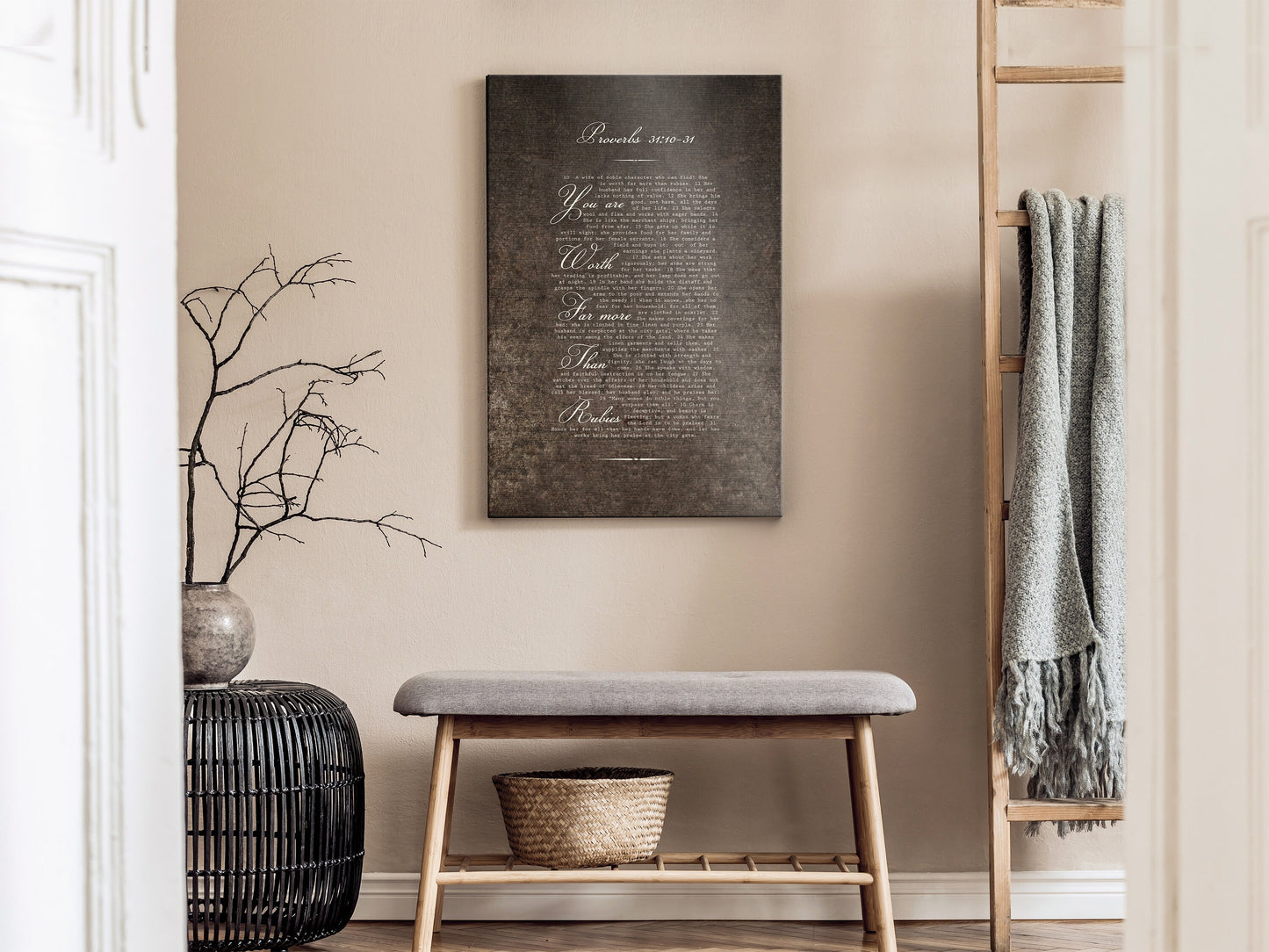 Proverbs 31 Woman, Wall Art, Christian Inspirational Decor, Gift for Wife, Womens Anniversary Gift, Encouraging Wall Hanging, for Mothers