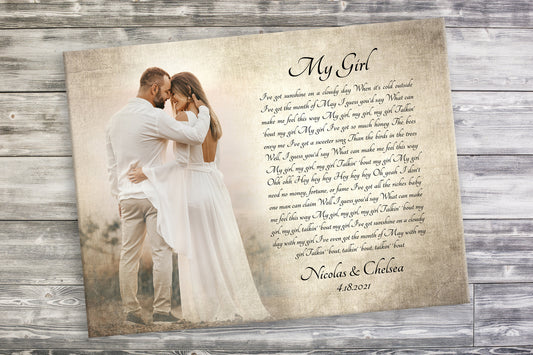 2nd Anniversary Gift, Traditional Cotton, Canvas with Words, Photo Gift with Lyrics, Cotton Gift for Anniversary, Canvas Print with song