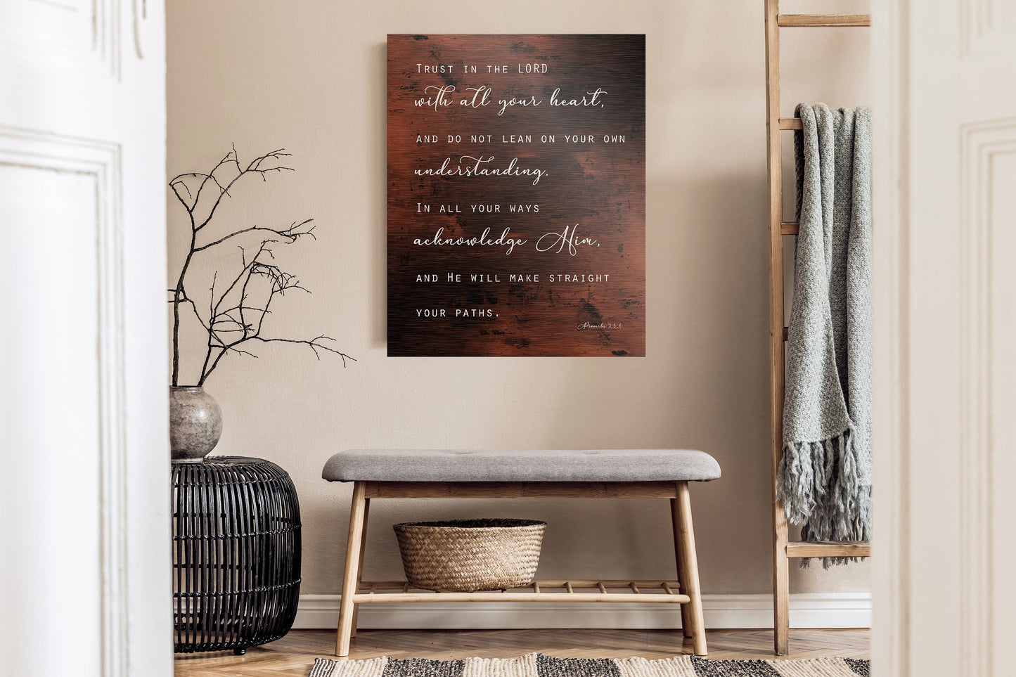 Trust in the Lord Christian Wall Decor, Inspirational wall art, Prov 3:5-6, Bible Verse Quote Sign, Large Bible Verse sign, Man Cave Art