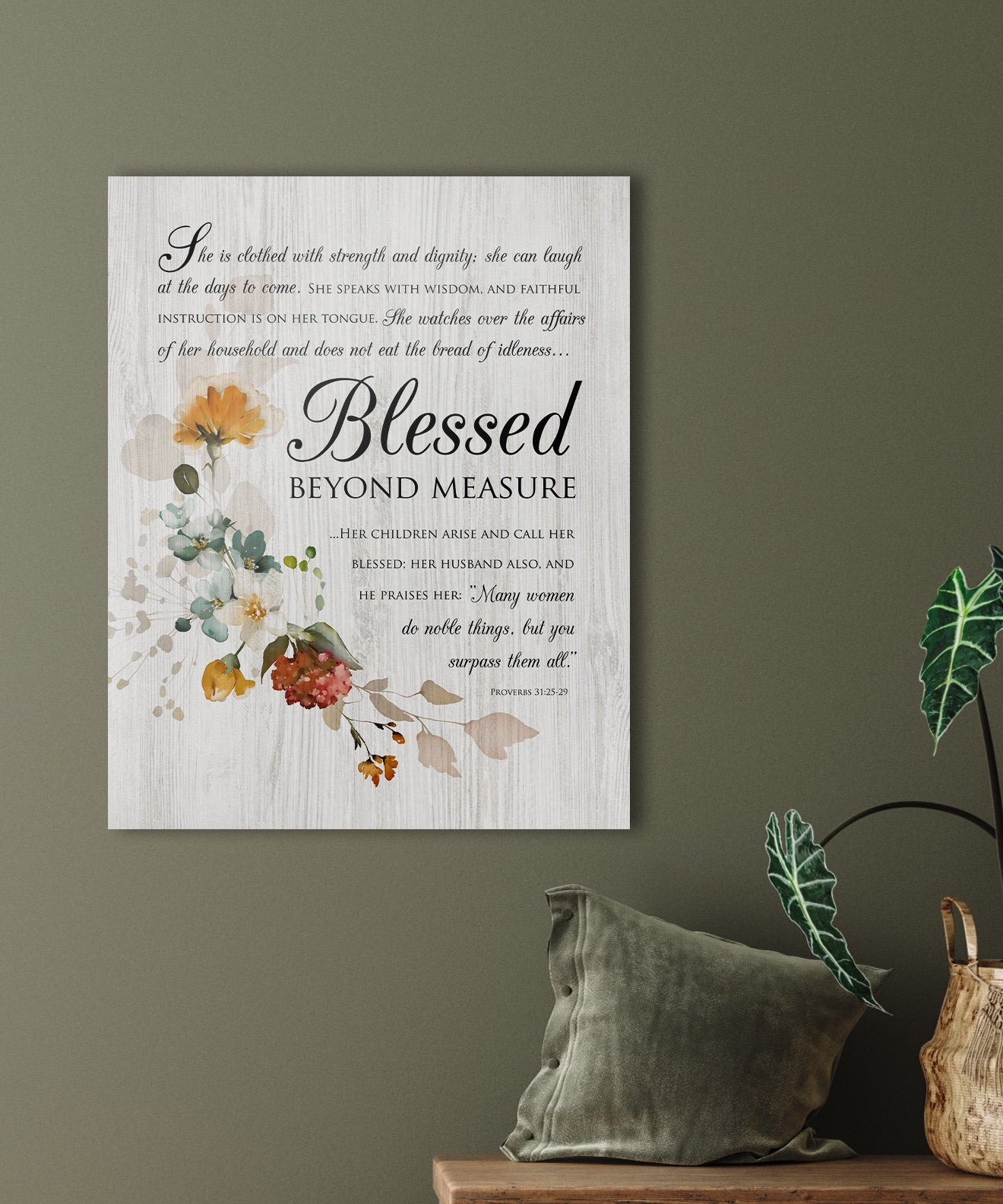Blessed Beyond Measure Sign, Proverbs 31 Art, Religious Art, Blessed Sign, Farmhouse Decor, Gift for Mom, 5 year anniversary gift for wife