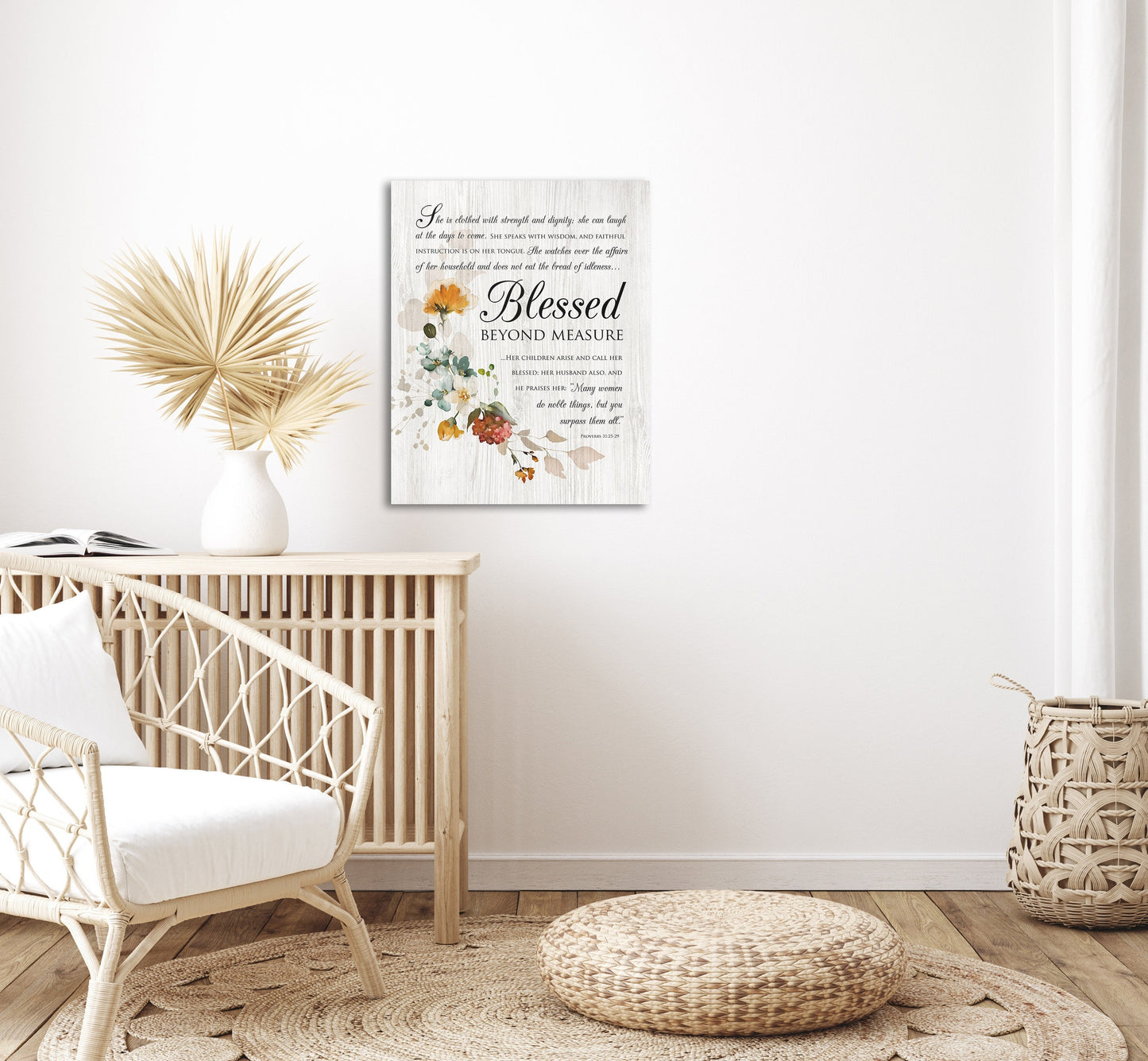 Blessed Beyond Measure Sign, Proverbs 31 Art, Religious Art, Blessed Sign, Farmhouse Decor, Gift for Mom, 5 year anniversary gift for wife