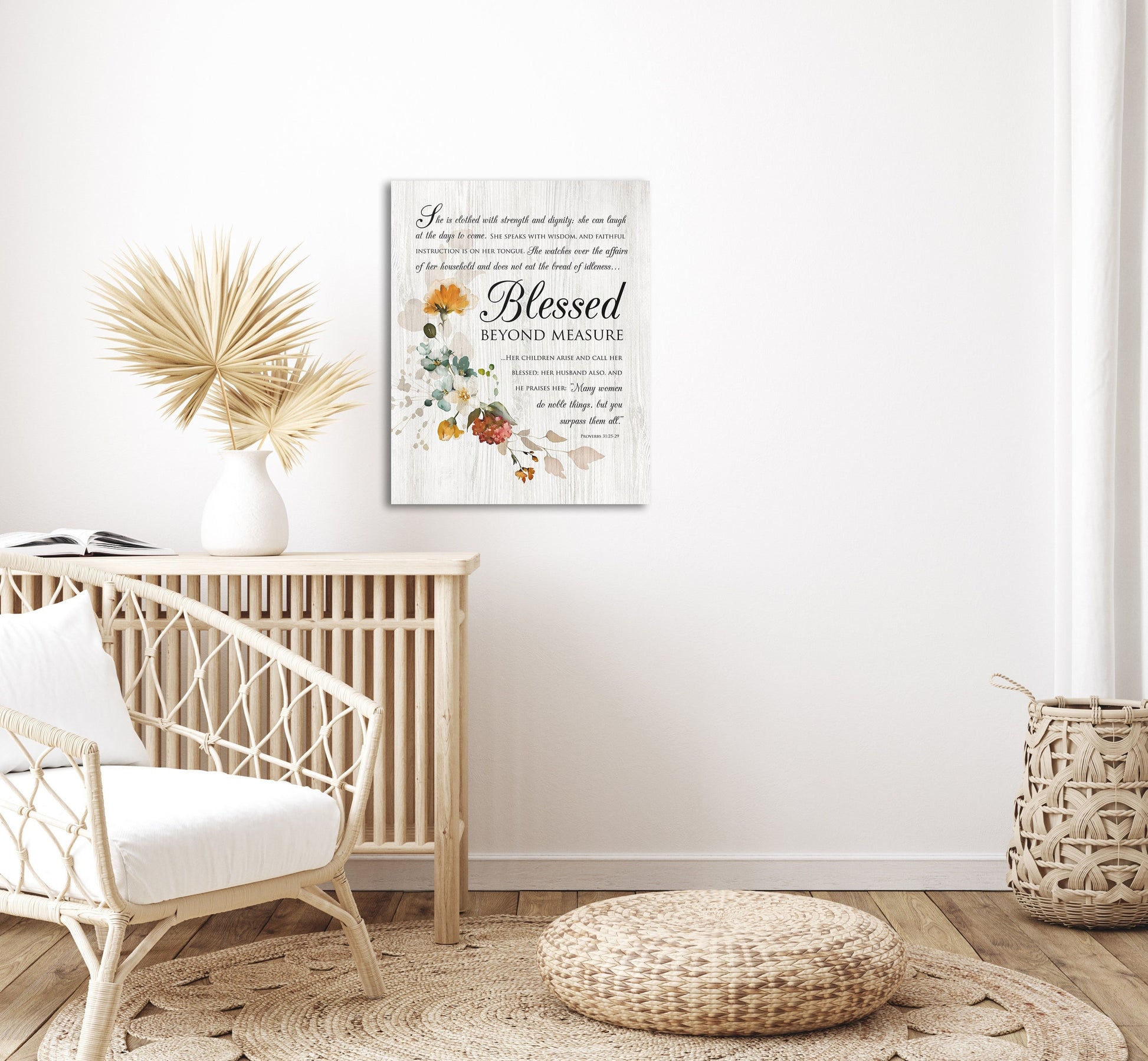 Blessed Beyond Measure Sign, Proverbs 31 Art, Religious Art, Blessed Sign, Farmhouse Decor, Gift for Mom, 5 year anniversary gift for wife