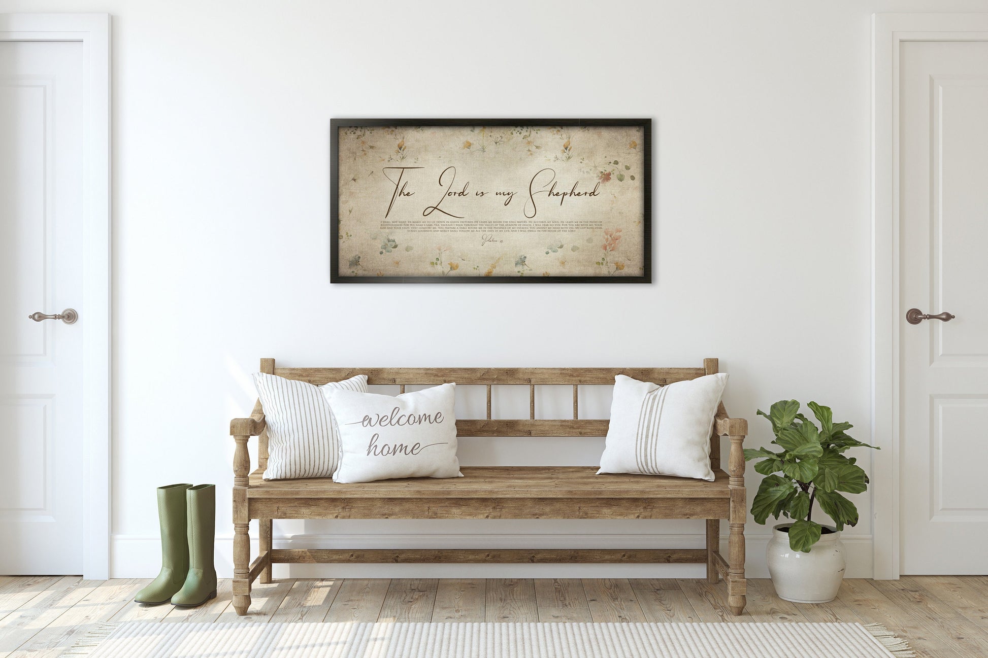 Psalm 23, Cottage Garden Floral, Scripture Decor, Lord is my shepherd, Framed Scripture, Christian quote, Encouraging Gift, Christian art