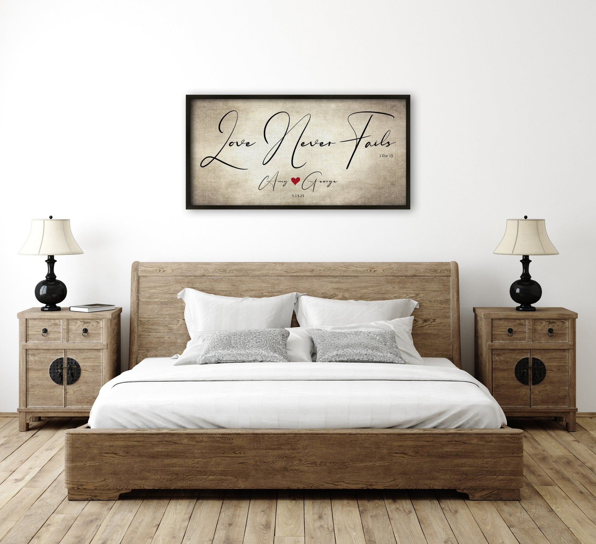 1 Cor 13 Canvas, Anniversary Gift, Love Never Fails, 2 Year Gift, Cotton Canvas, Scripture about Love, Present for Wife, Love is Patient