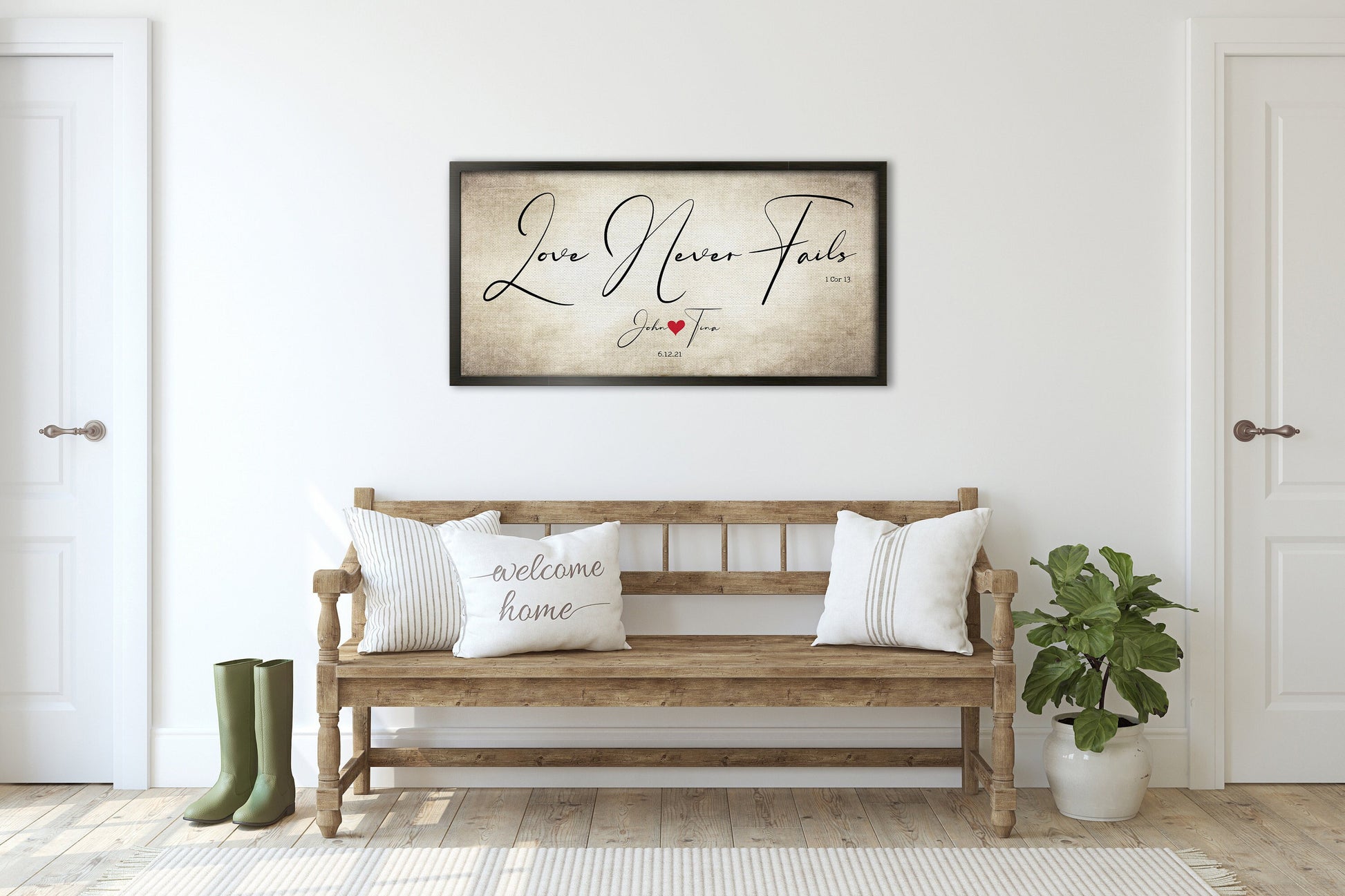 1 Cor 13 Canvas, Anniversary Gift, Love Never Fails, 2 Year Gift, Cotton Canvas, Scripture about Love, Present for Wife, Love is Patient