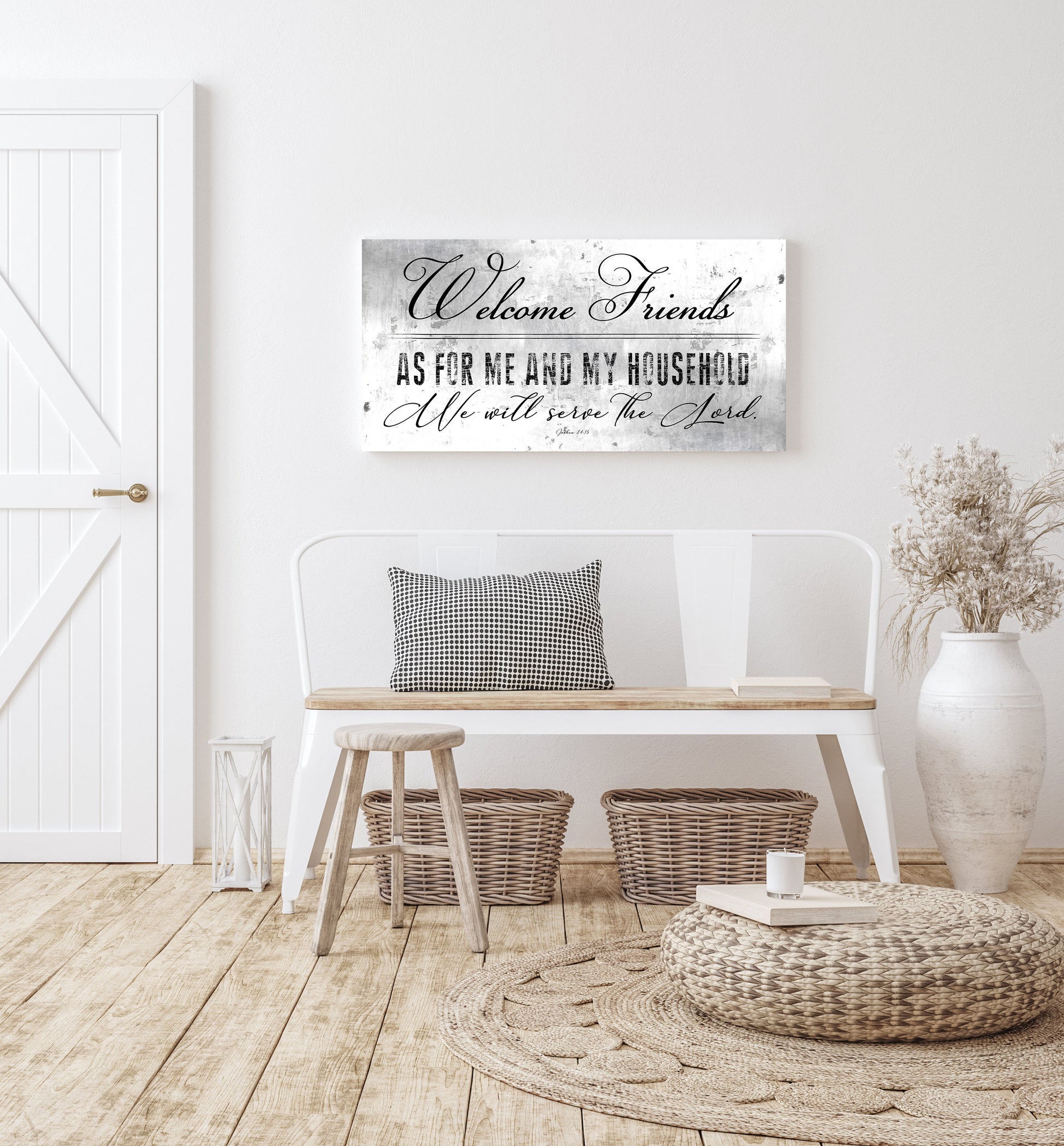 Christian Welcome Sign, Family Sign, Josh 24:15, Wall decor, Bible Verse Decor, Wall hanging with Scripture, Rustic Farmhouse, Wedding Gift
