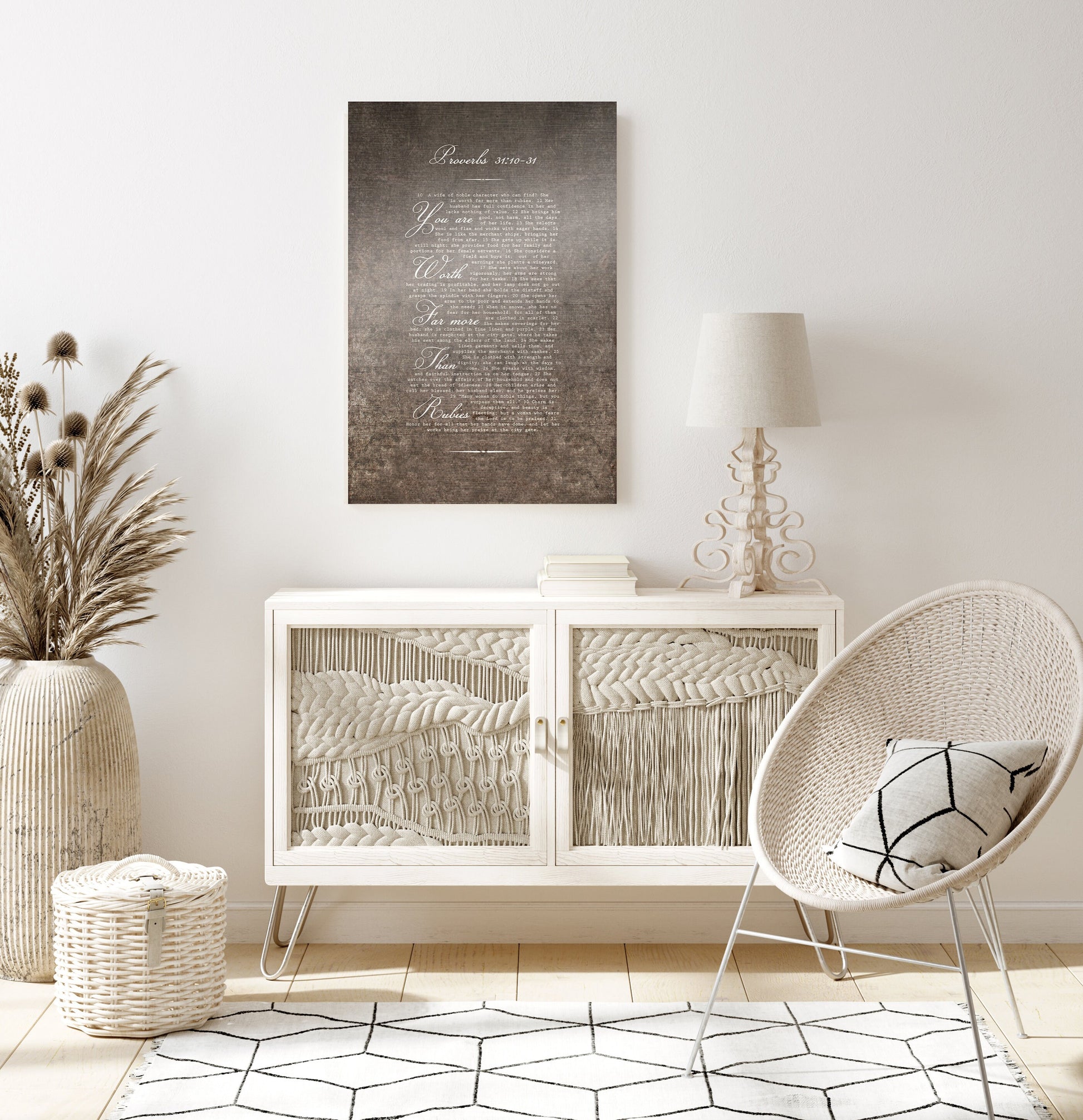 Proverbs 31 Woman, Wall Art, Christian Inspirational Decor, Gift for Wife, Womens Anniversary Gift, Encouraging Wall Hanging, for Mothers