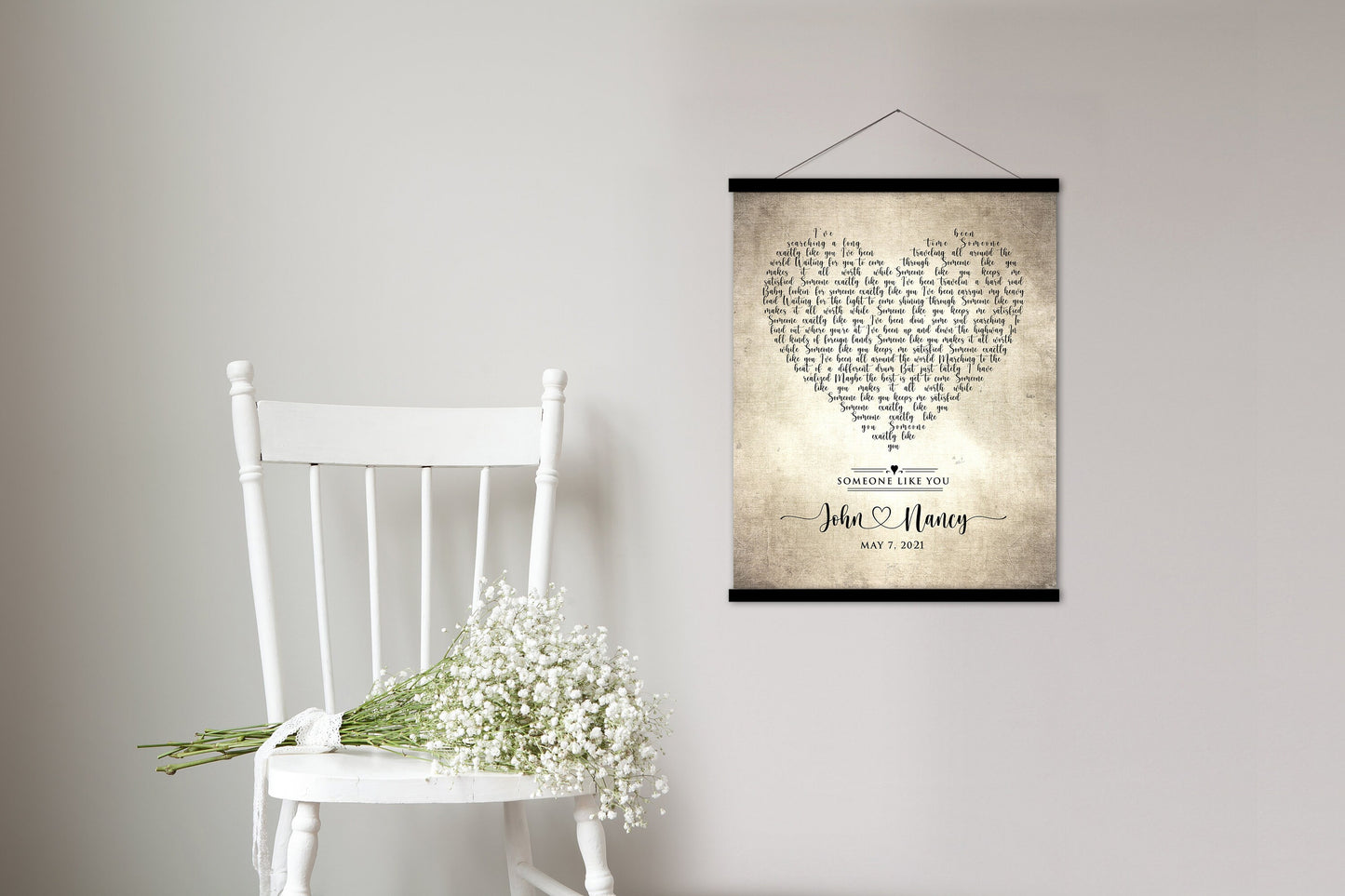 2 Year Cotton Anniversary, Love Song Tapestry, Our Song, Anniversary Gift, 2nd Anniversary Gift for wife, Rustic song art