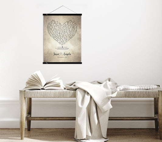 2 Year Cotton Anniversary, Love Song Tapestry, Our Song, Anniversary Gift, 2nd Anniversary Gift for wife, Rustic song art