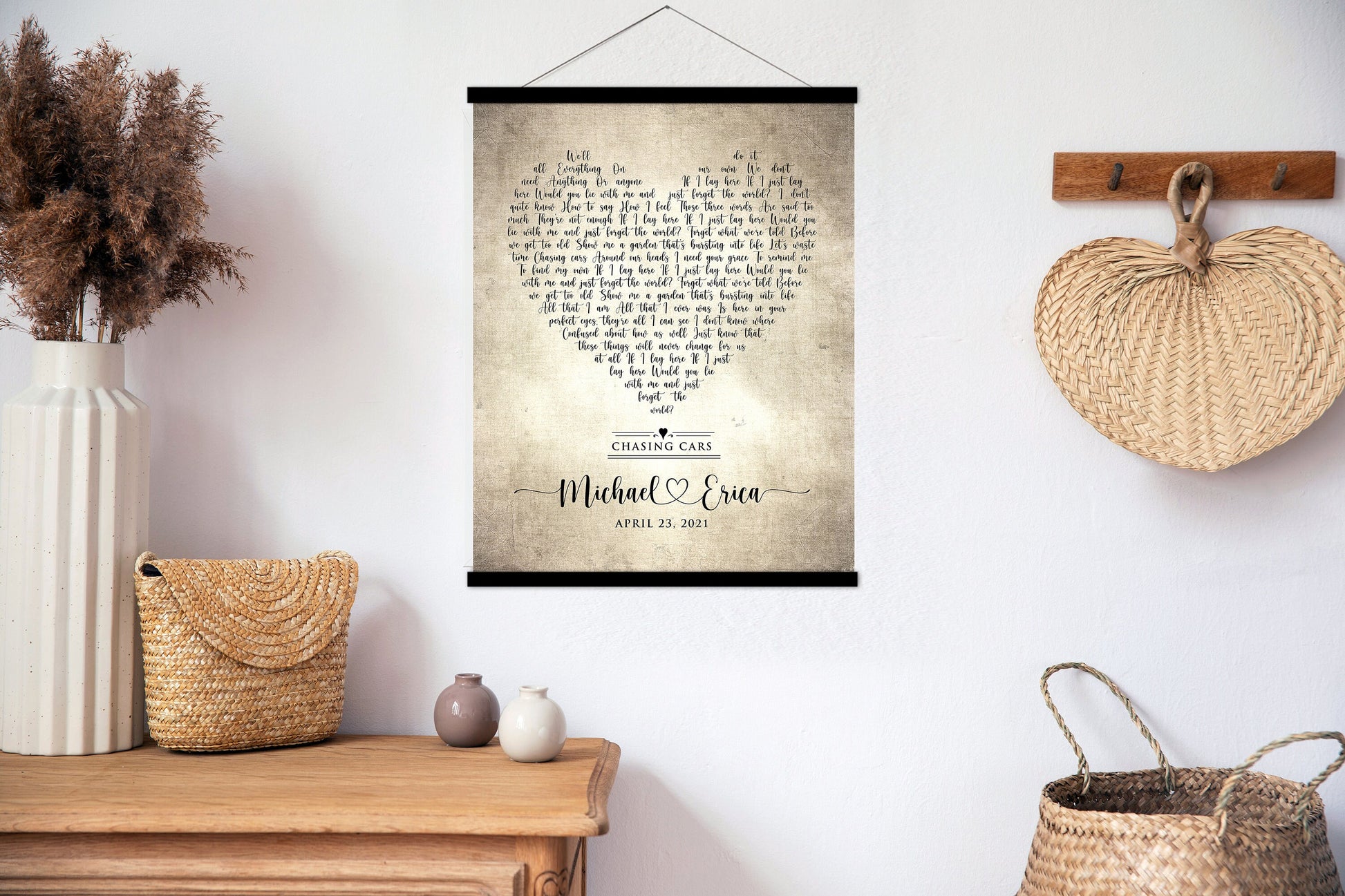 2 Year Cotton Anniversary, Love Song Tapestry, Our Song, Anniversary Gift, 2nd Anniversary Gift for wife, Rustic song art