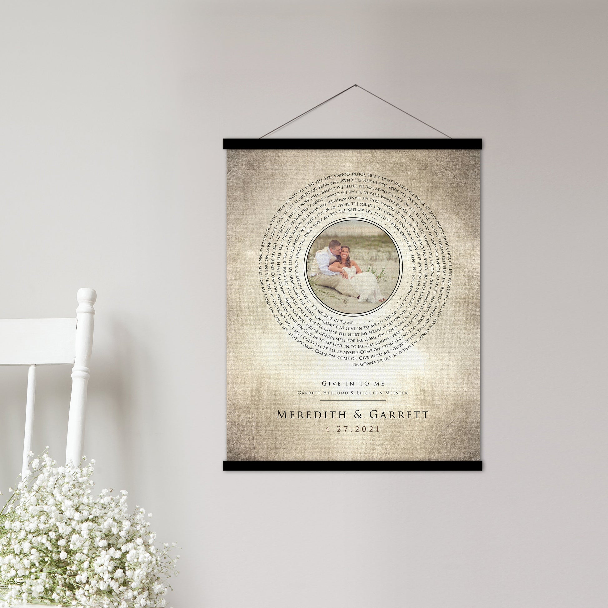 2 Year Cotton Anniversary, Photo Record Art, Vinyl record Love Song Tapestry, Anniversary Gift, 2nd Anniversary Gift for him, Lyric Print