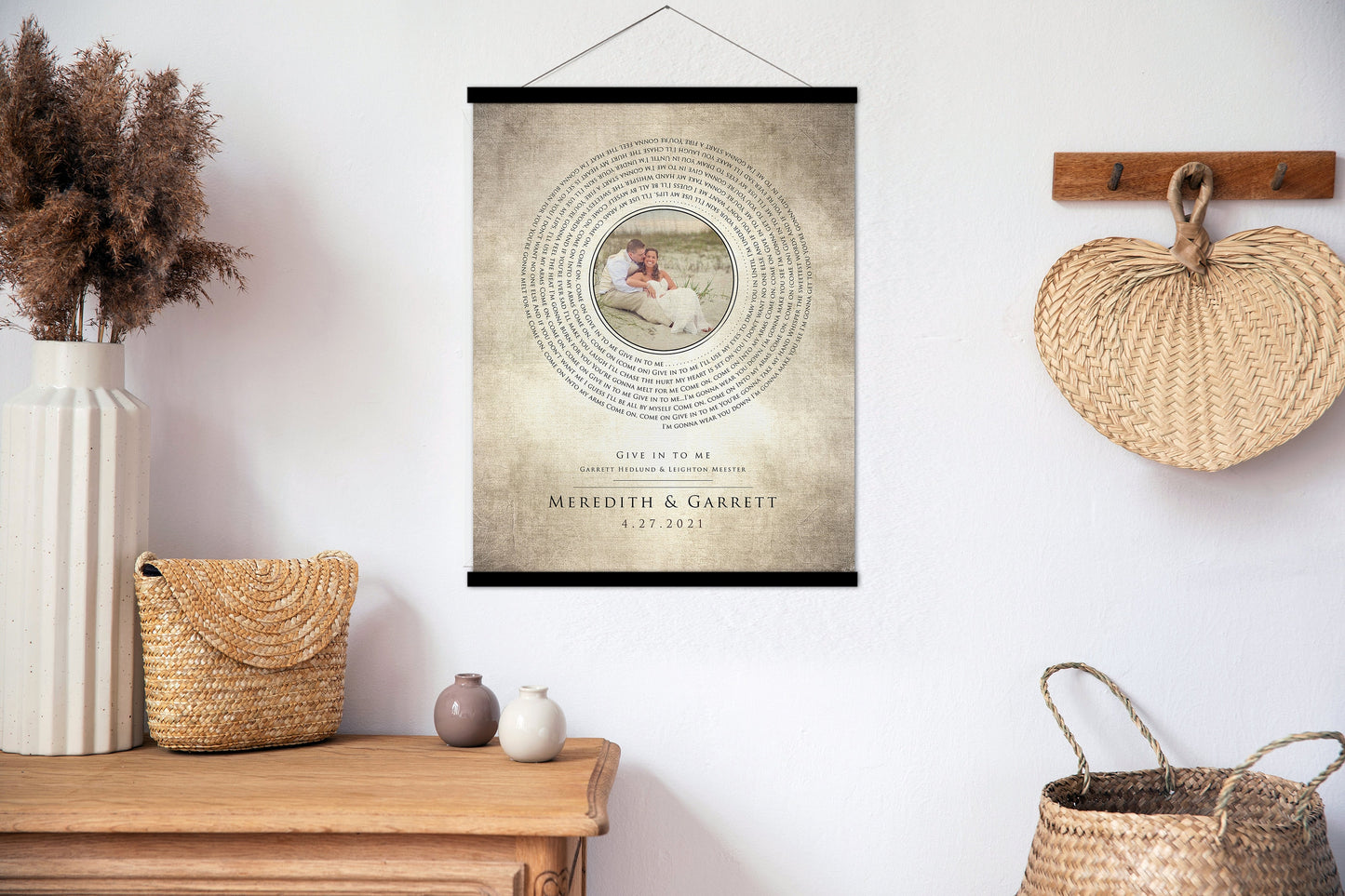 2 Year Cotton Anniversary, Photo Record Art, Vinyl record Love Song Tapestry, Anniversary Gift, 2nd Anniversary Gift for him, Lyric Print