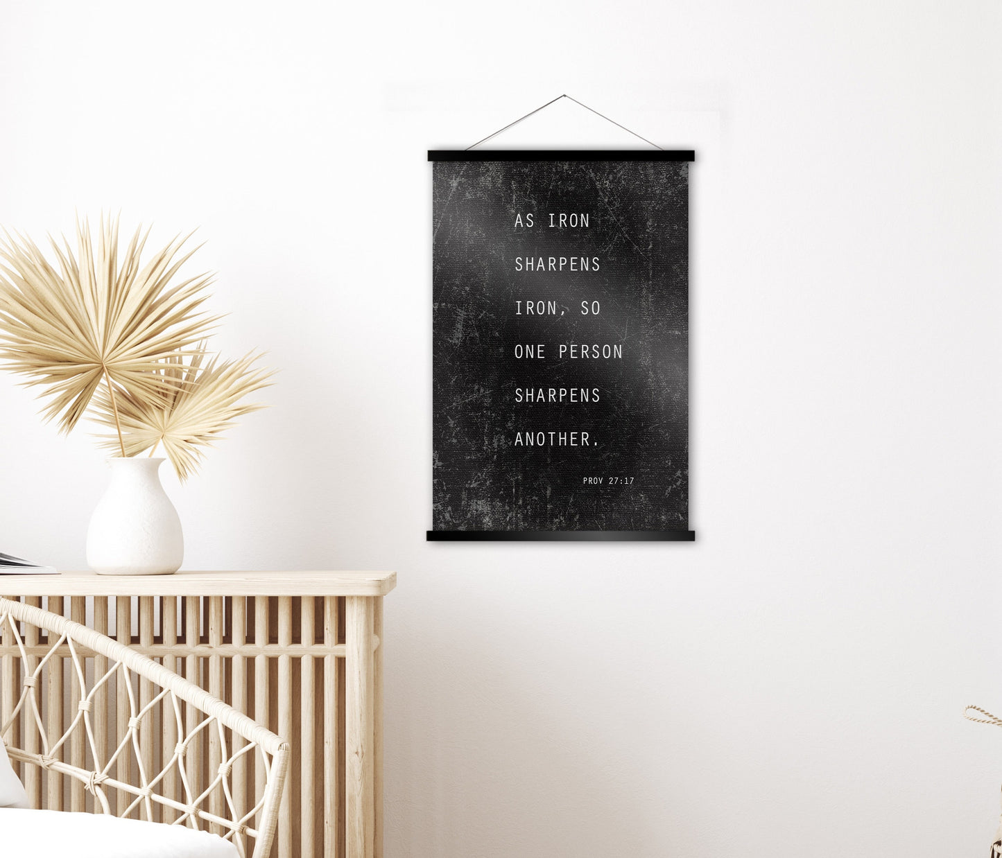 Proverbs 27:17, Iron sharpens Iron Scroll Tapestry, Inspirational wall Decor, Scripture Art, Christian Quote Sign, Christian Gift for men