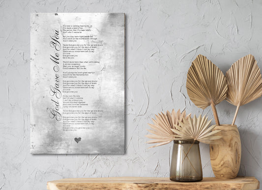 God Gave Me You, Farmhouse Country Song Lyric Sign, Anniversary Gift, 10th Anniversary Gift, Romantic Anniversary Gift, Ten Year Anniversary