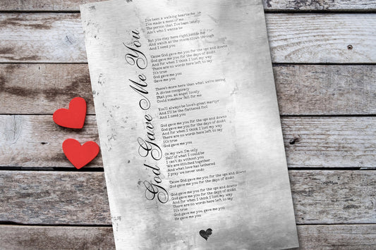 God Gave Me You, Farmhouse Country Song Lyric Sign, Anniversary Gift, 10th Anniversary Gift, Romantic Anniversary Gift, Ten Year Anniversary