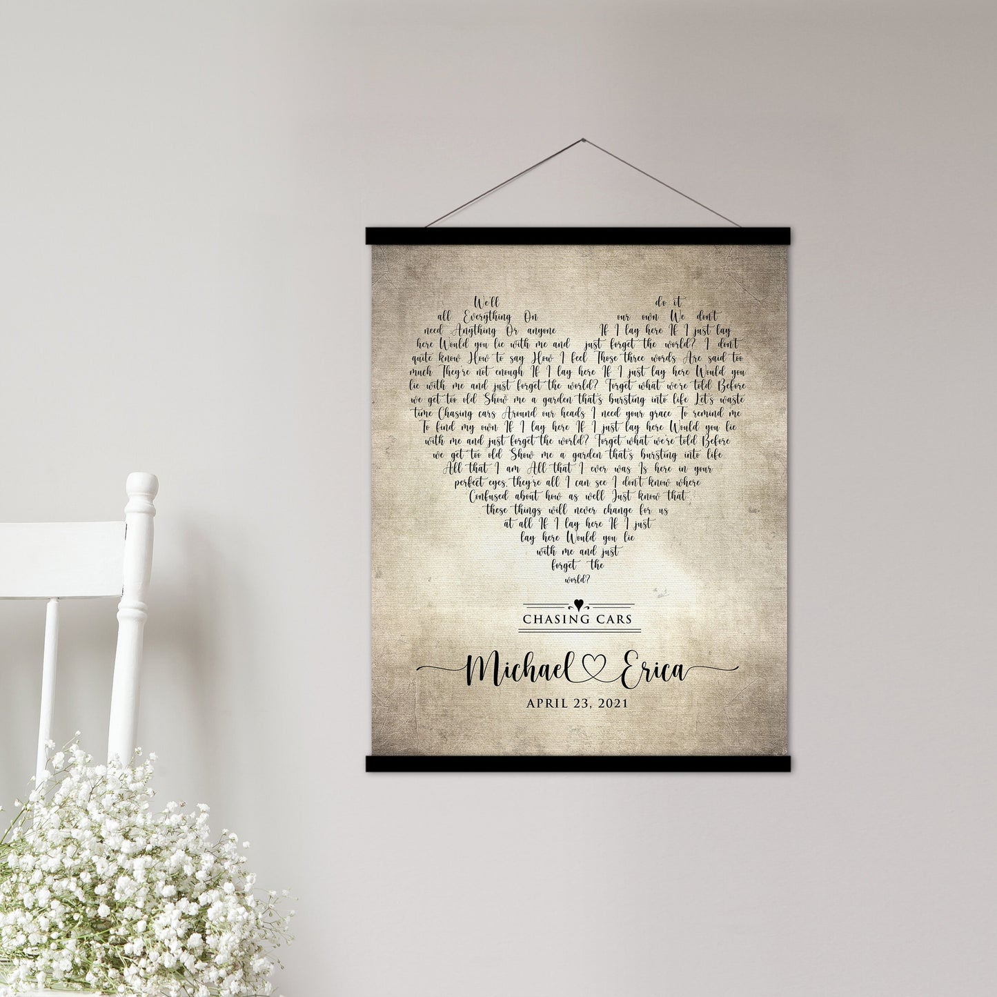 2 Year Cotton Anniversary, Love Song Tapestry, Our Song, Anniversary Gift, 2nd Anniversary Gift for wife, Rustic song art
