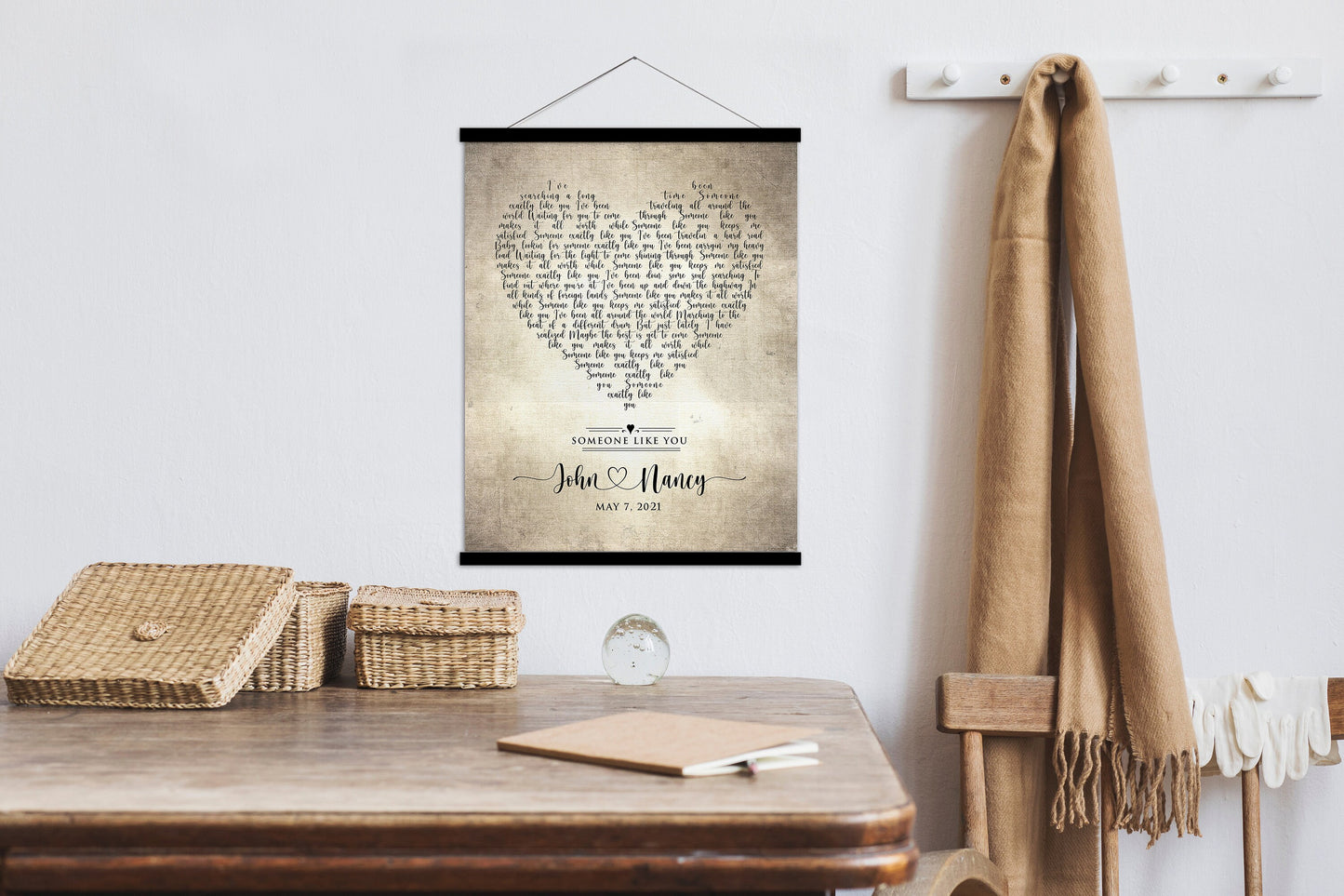 2 Year Cotton Anniversary, Love Song Tapestry, Our Song, Anniversary Gift, 2nd Anniversary Gift for wife, Rustic song art