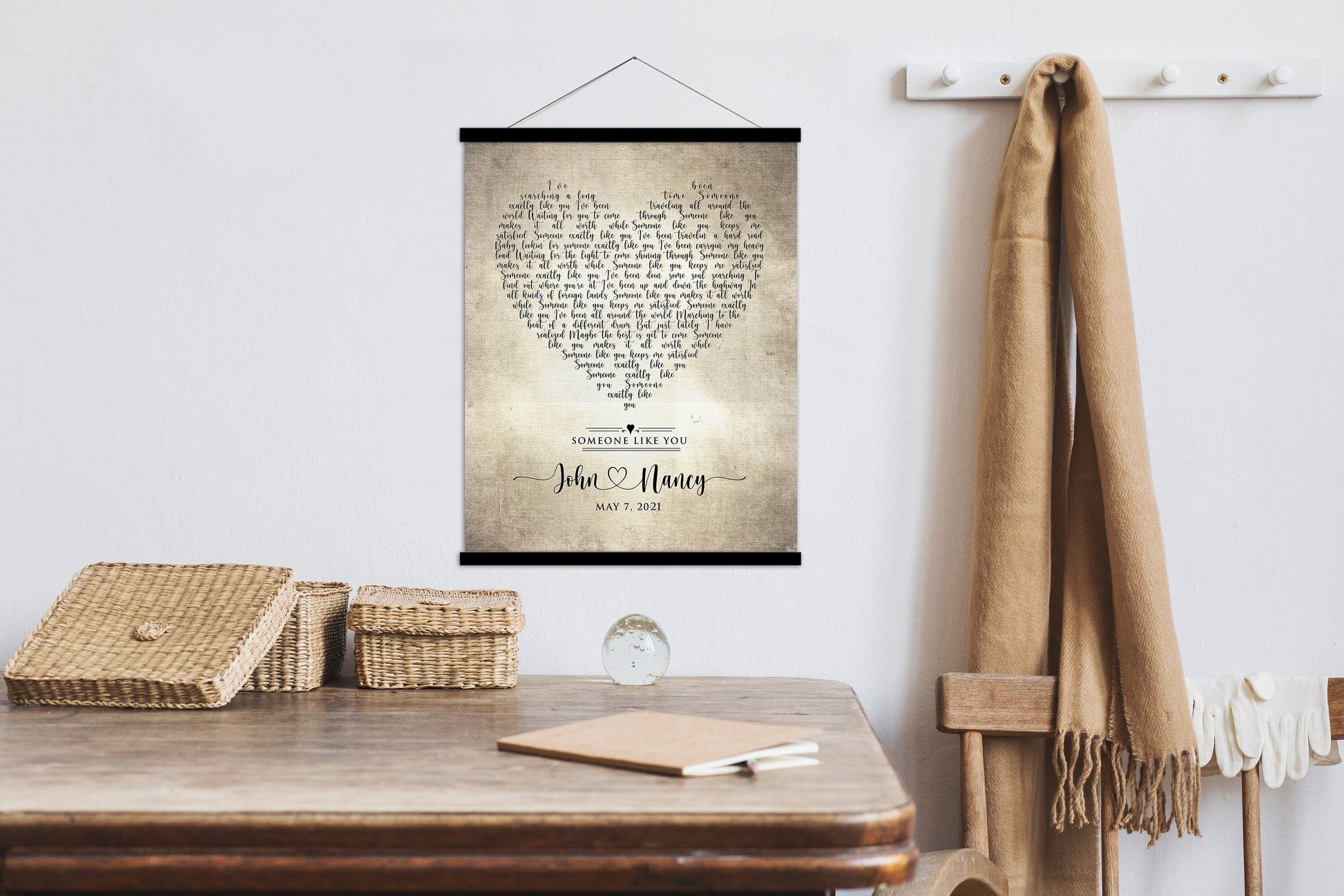 2 Year Cotton Anniversary, Love Song Tapestry, Our Song, Anniversary Gift, 2nd Anniversary Gift for wife, Rustic song art