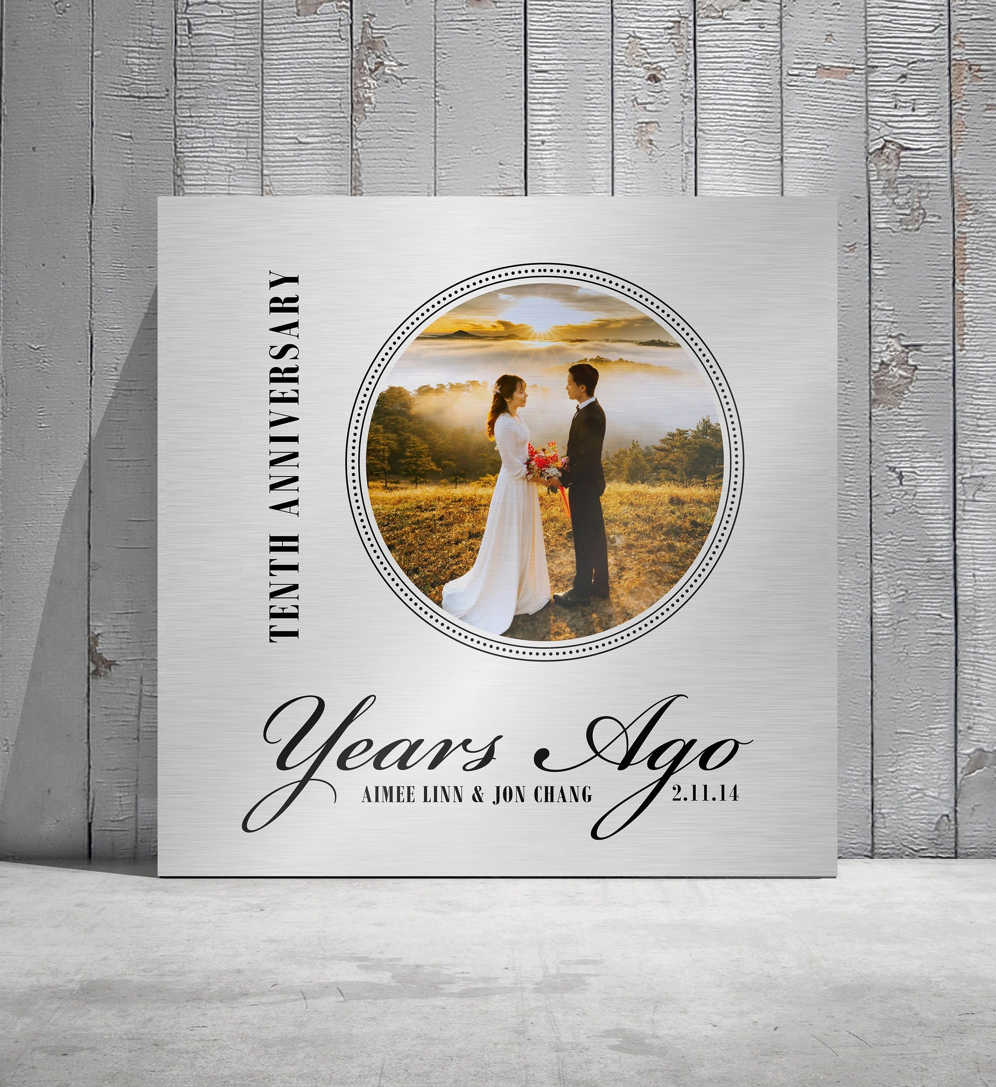 10 Years Ago, 10th Anniversary Photo Sign, Personalized, Gift for 10th anniversary, Photo Tin, Tin Anniversary Plaque, Ten years down sign