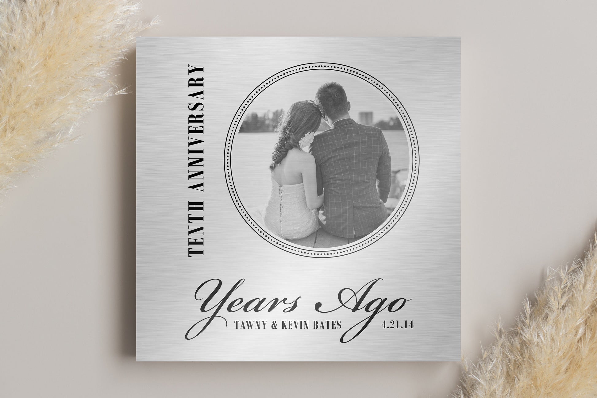 10 Years Ago, 10th Anniversary Photo Sign, Personalized, Gift for 10th anniversary, Photo Tin, Tin Anniversary Plaque, Ten years down sign