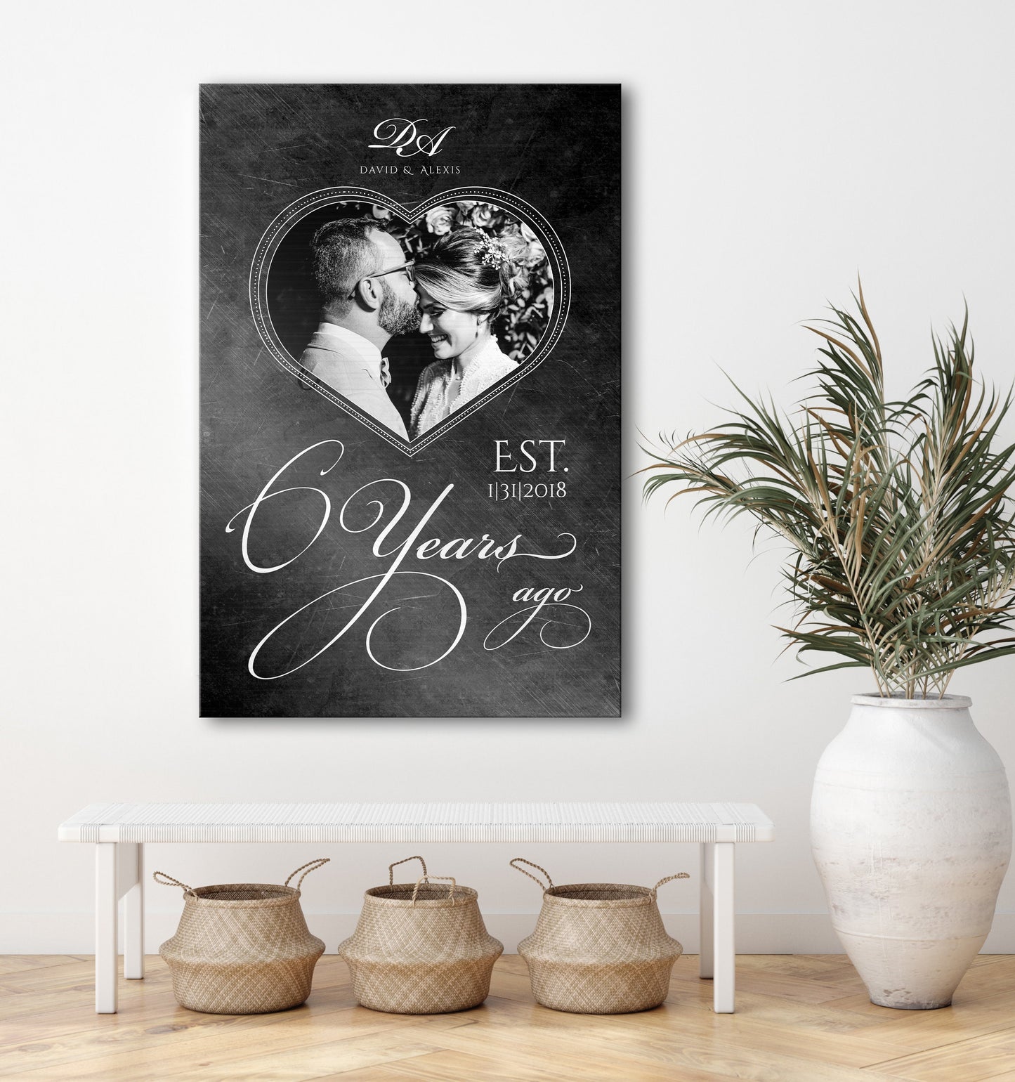 Personalized Iron Anniversary Sign, 6 Years Ago, Photo Gift, Six Year Anniversary Plaque, Heart-framed Photo, Anniversary Gift Wedding Photo