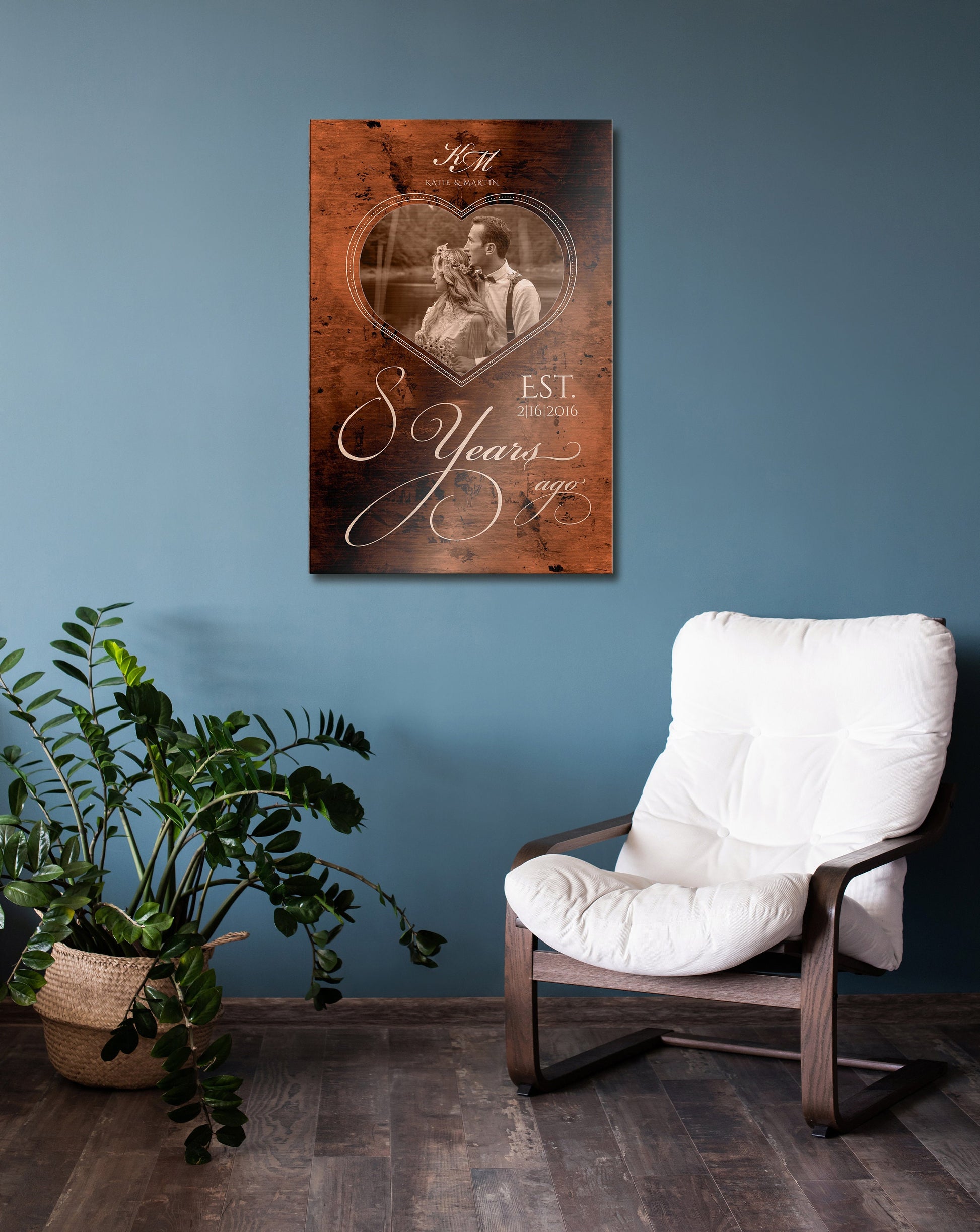 Personalized Bronze Anniversary Sign, 8 Years Ago, Photo Gift, 19th Anniversary Plaque, Bronze Photo Gift, Anniversary Gift Wedding Photo