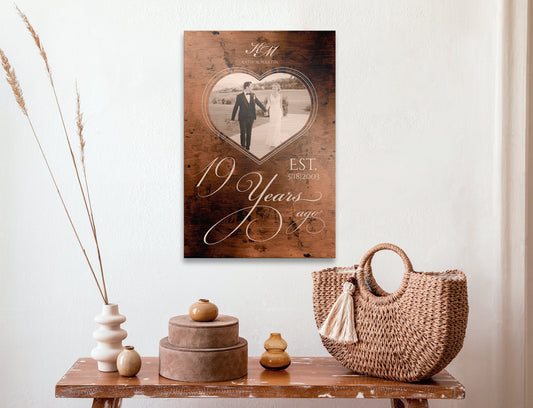 Personalized Bronze Anniversary Sign, 8 Years Ago, Photo Gift, 19th Anniversary Plaque, Bronze Photo Gift, Anniversary Gift Wedding Photo