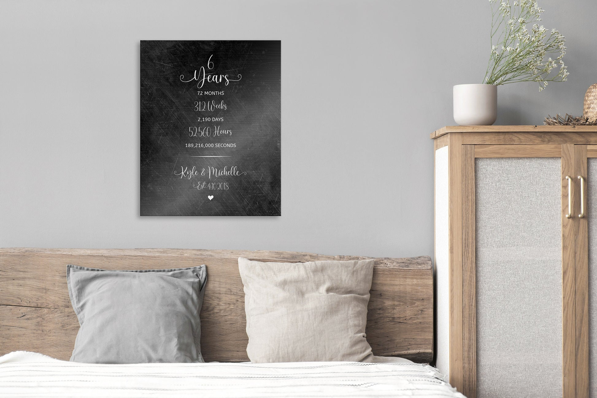 Tradtional Anniversary Plaque, Years Months Weeks Days Anniversry sign, 6th Anniversary Keepsake, Bedroom Decor, 6 years down forever to go