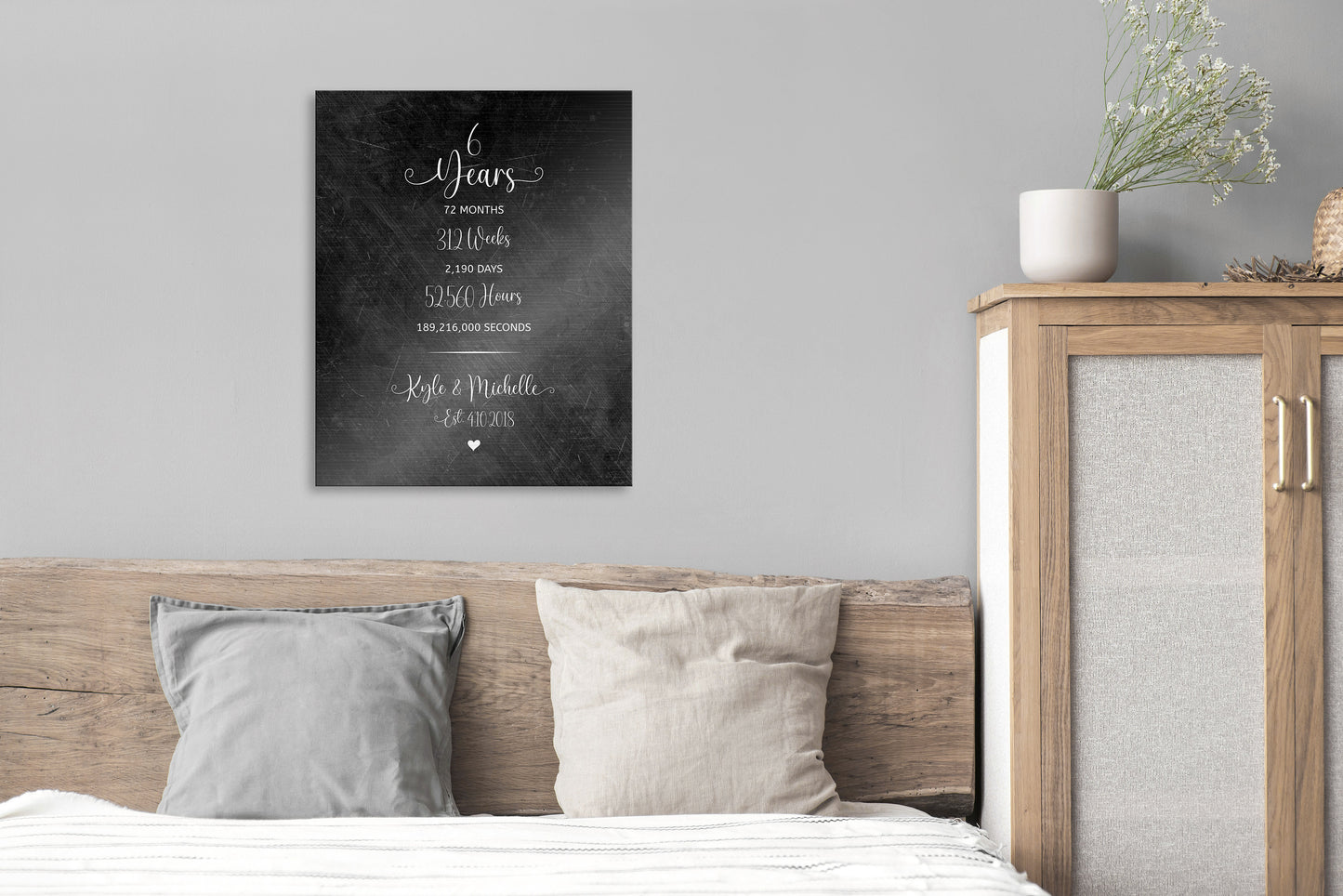 Years Months Weeks Days Anniversry Plaque, 10th year Gift, 6th Anniversary Keepsake, Couple's Bedroom Decor, Sign over Bed, Traditional Gift