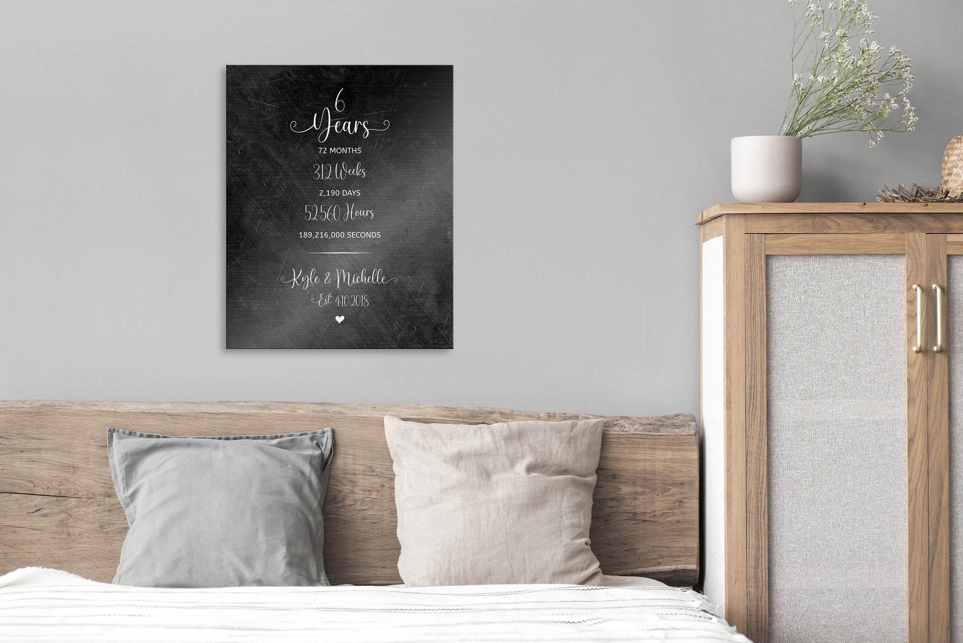 Years Months Weeks Days Anniversry Plaque, 10th year Gift, 6th Anniversary Keepsake, Couple's Bedroom Decor, Sign over Bed, Traditional Gift