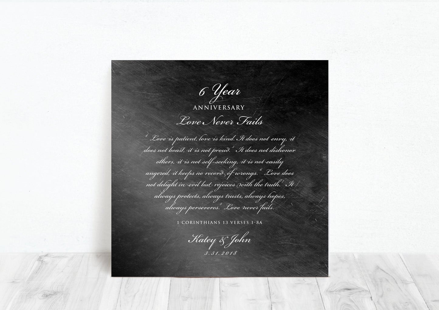 Love is Patient Anniversary plaque, Personalize gift, Anniversary gift for her, Love Never Fails Sign 6th anniversary, traditional iron gift